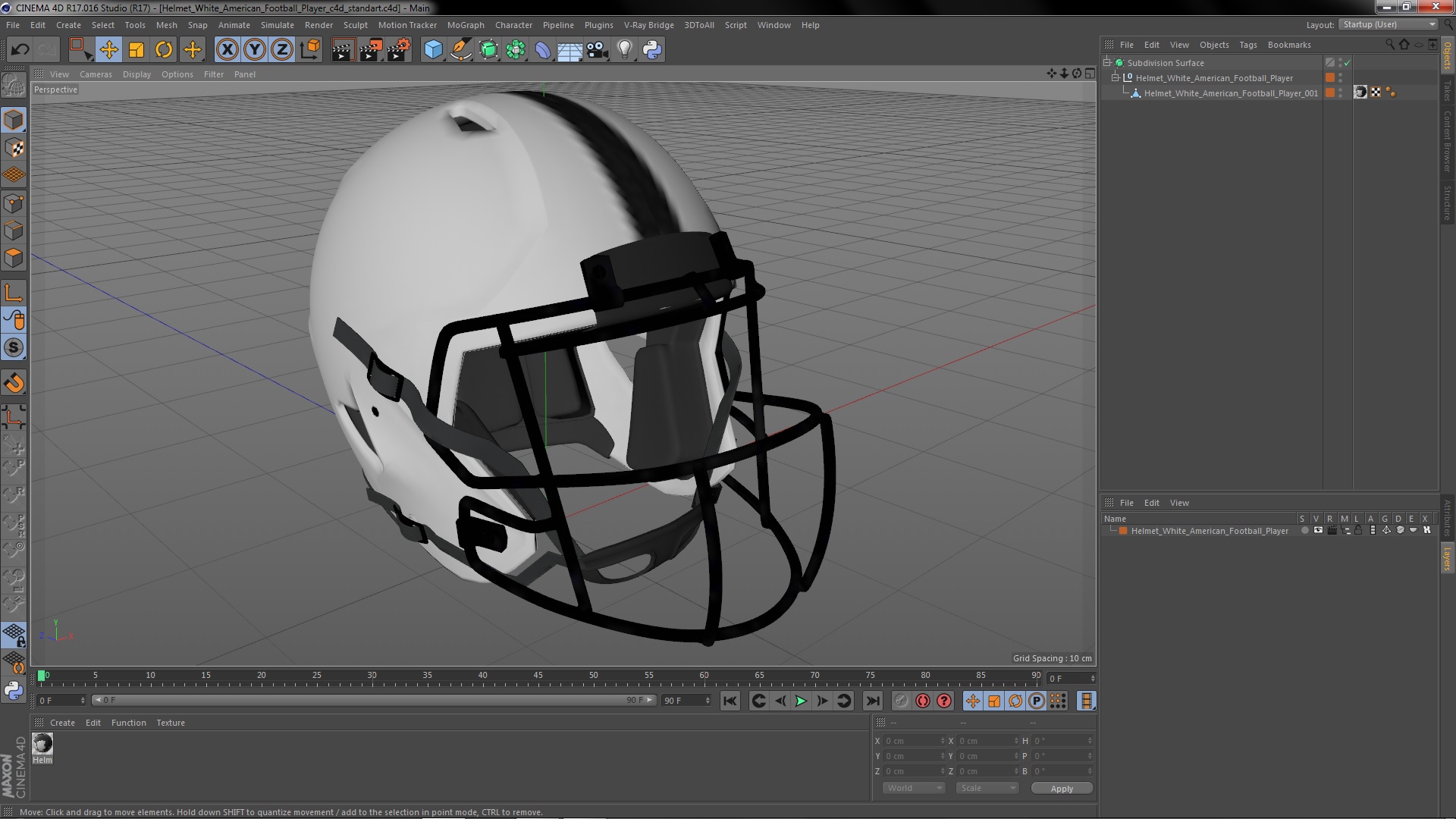 Helmet White American Football Player 3D