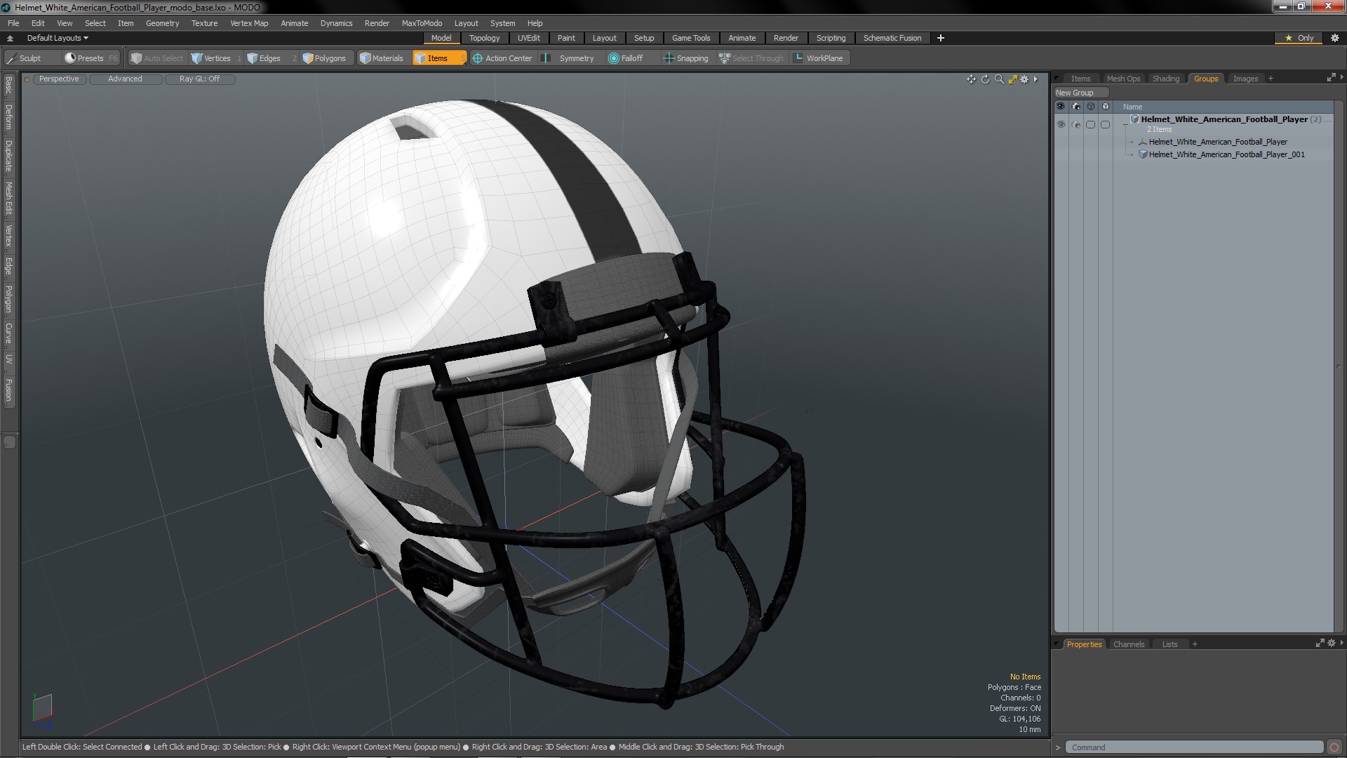 Helmet White American Football Player 3D