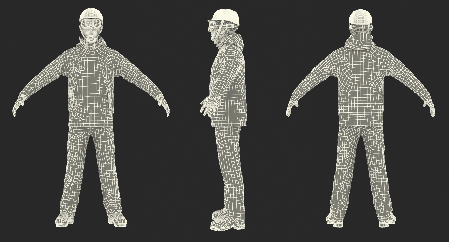 3D model Snowboarder in Winter Sports Gear Rigged