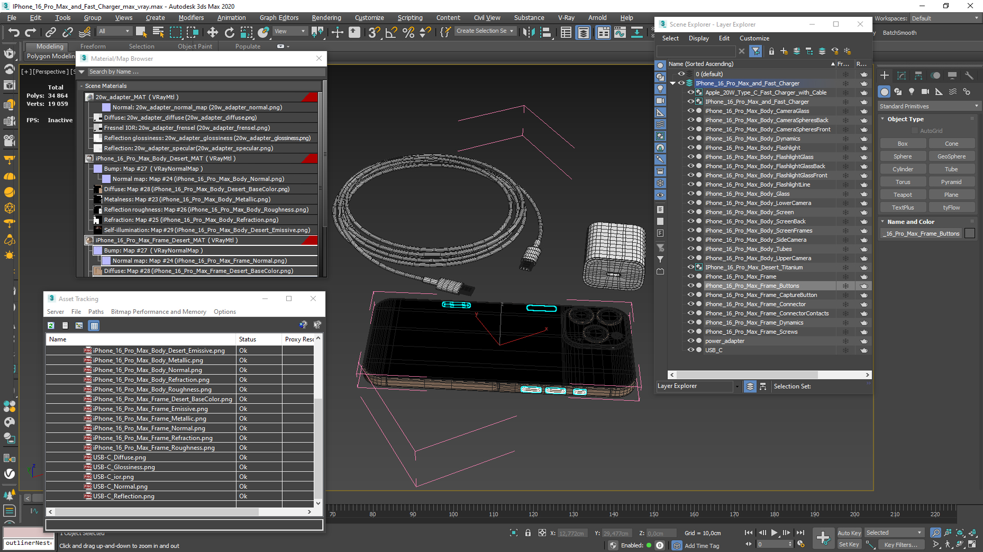 IPhone 16 Pro Max and Fast Charger 3D model