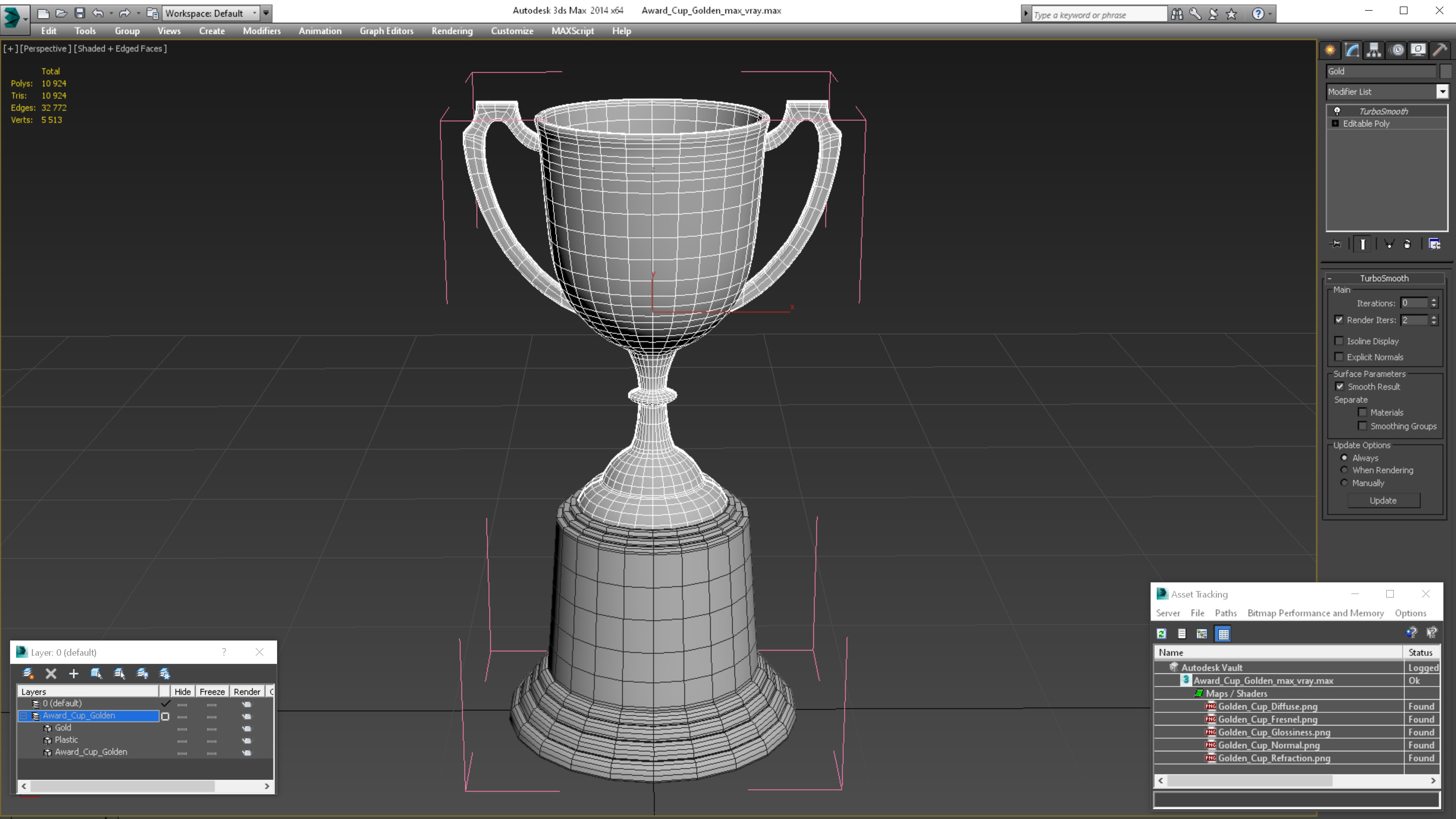 3D Award Cup Golden