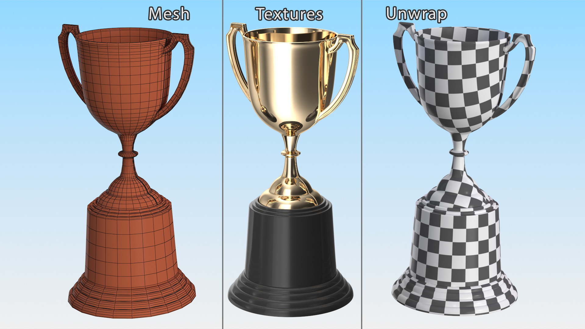 3D Award Cup Golden