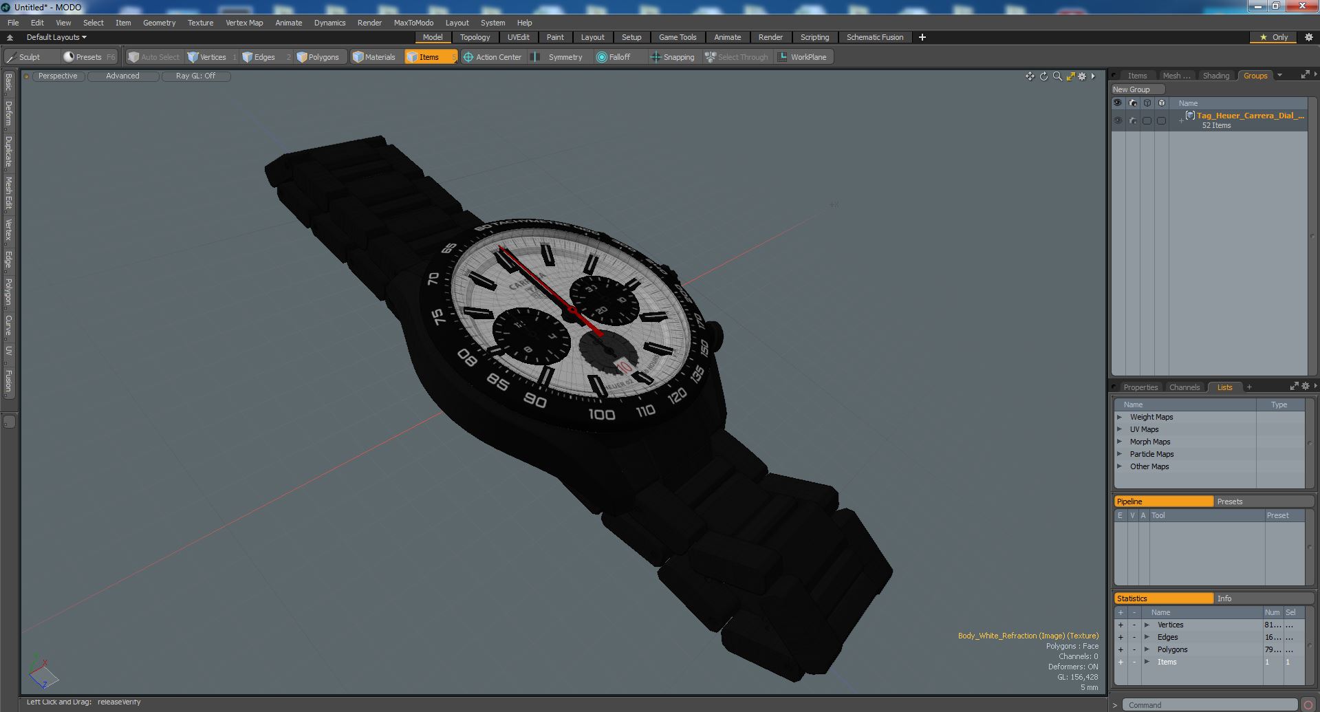 Tag Heuer Carrera Dial White Open Strap 3D model