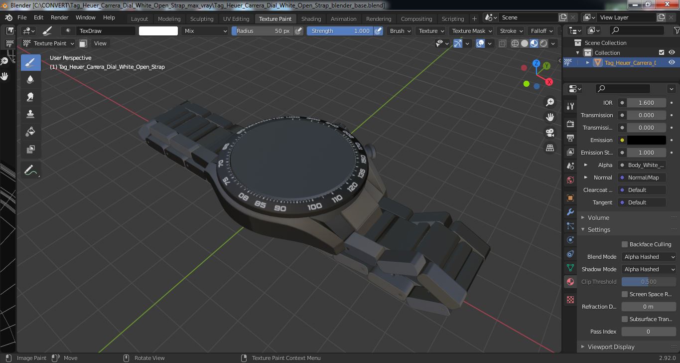 Tag Heuer Carrera Dial White Open Strap 3D model
