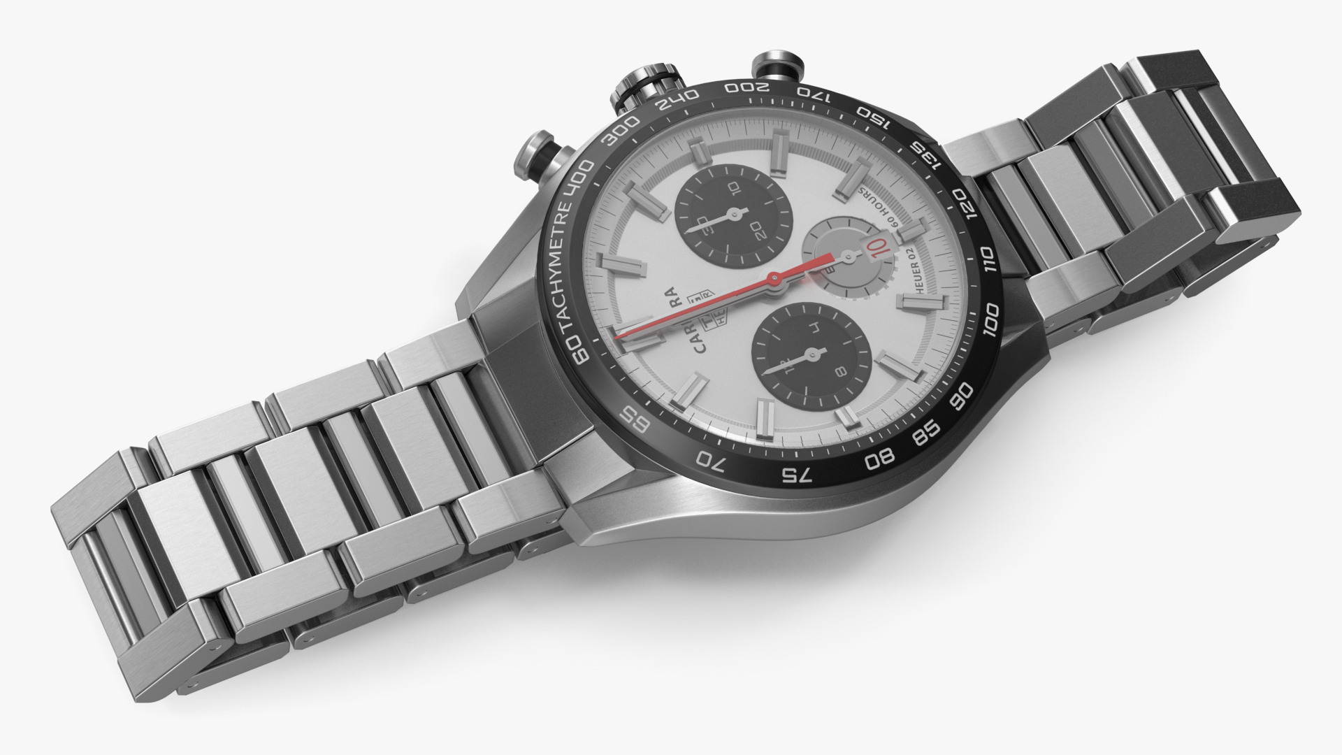 Tag Heuer Carrera Dial White Open Strap 3D model