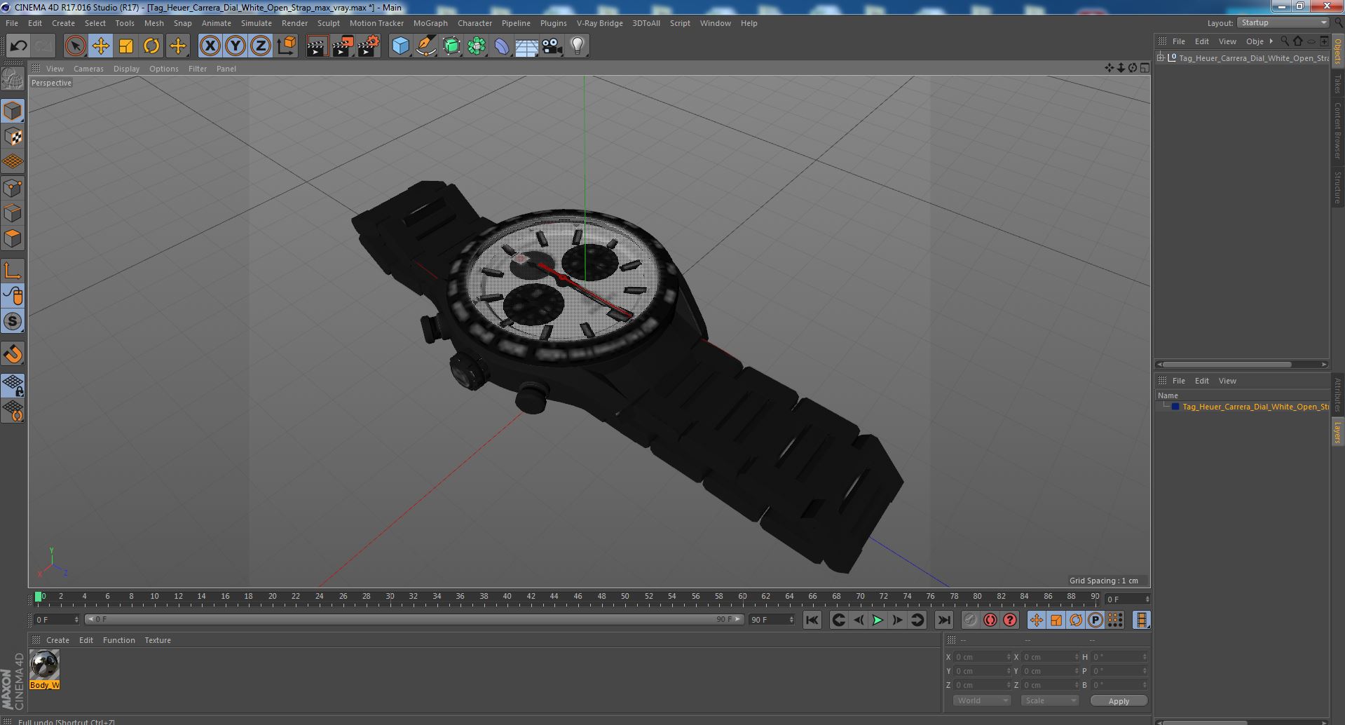 Tag Heuer Carrera Dial White Open Strap 3D model