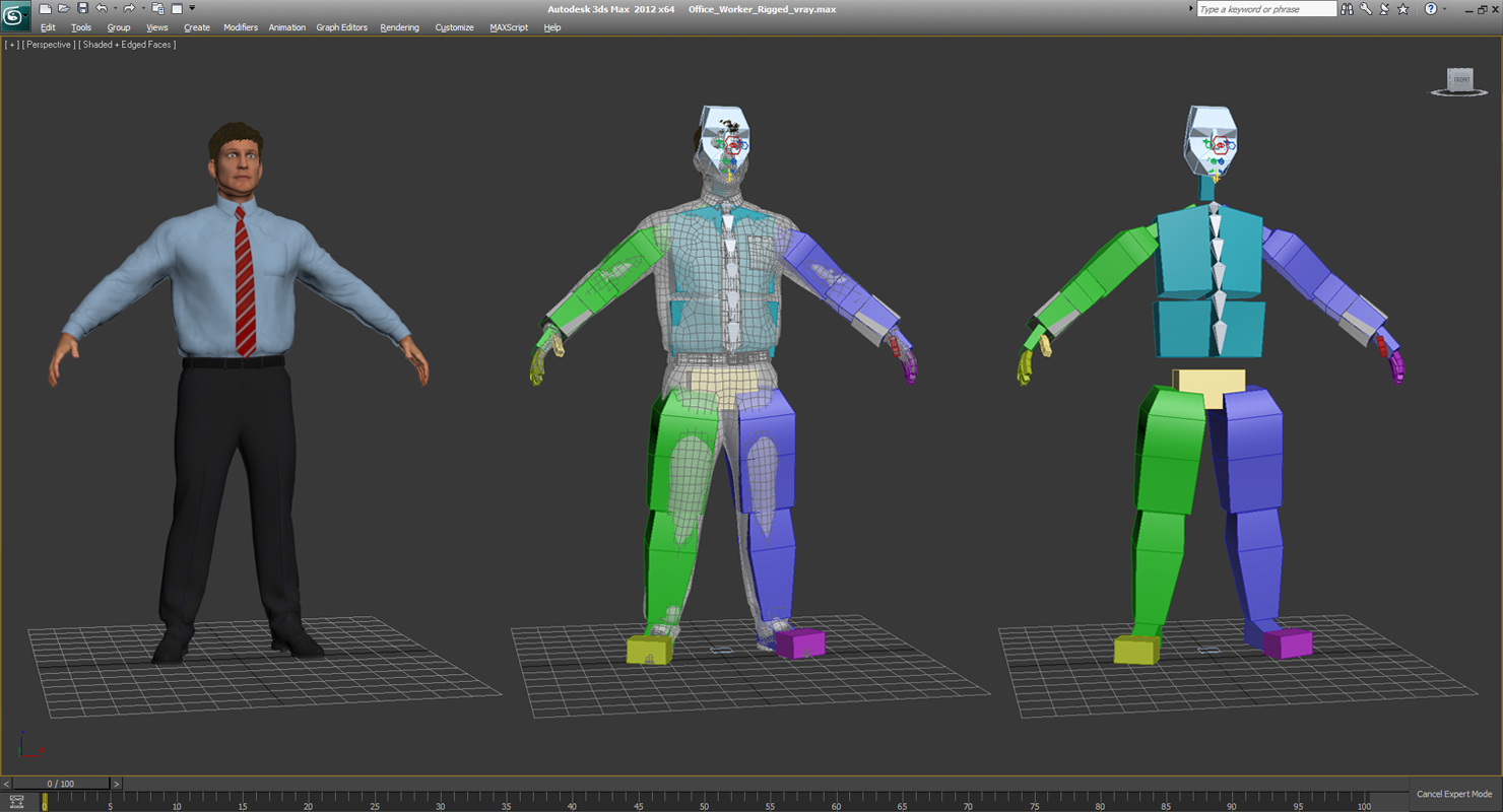 3D model Office Worker Rigged