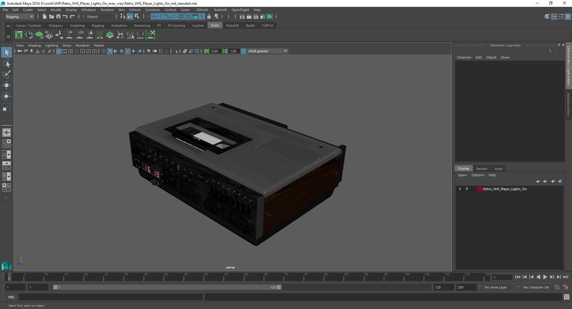 3D Retro VHS Player Lights On