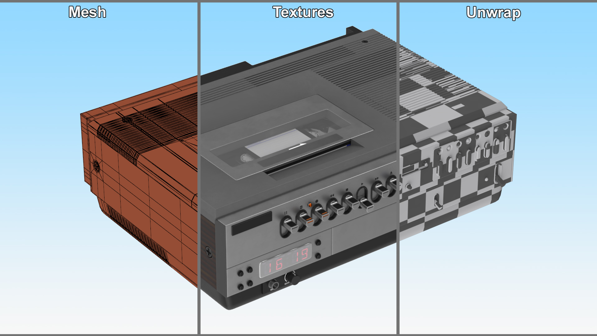 3D Retro VHS Player Lights On