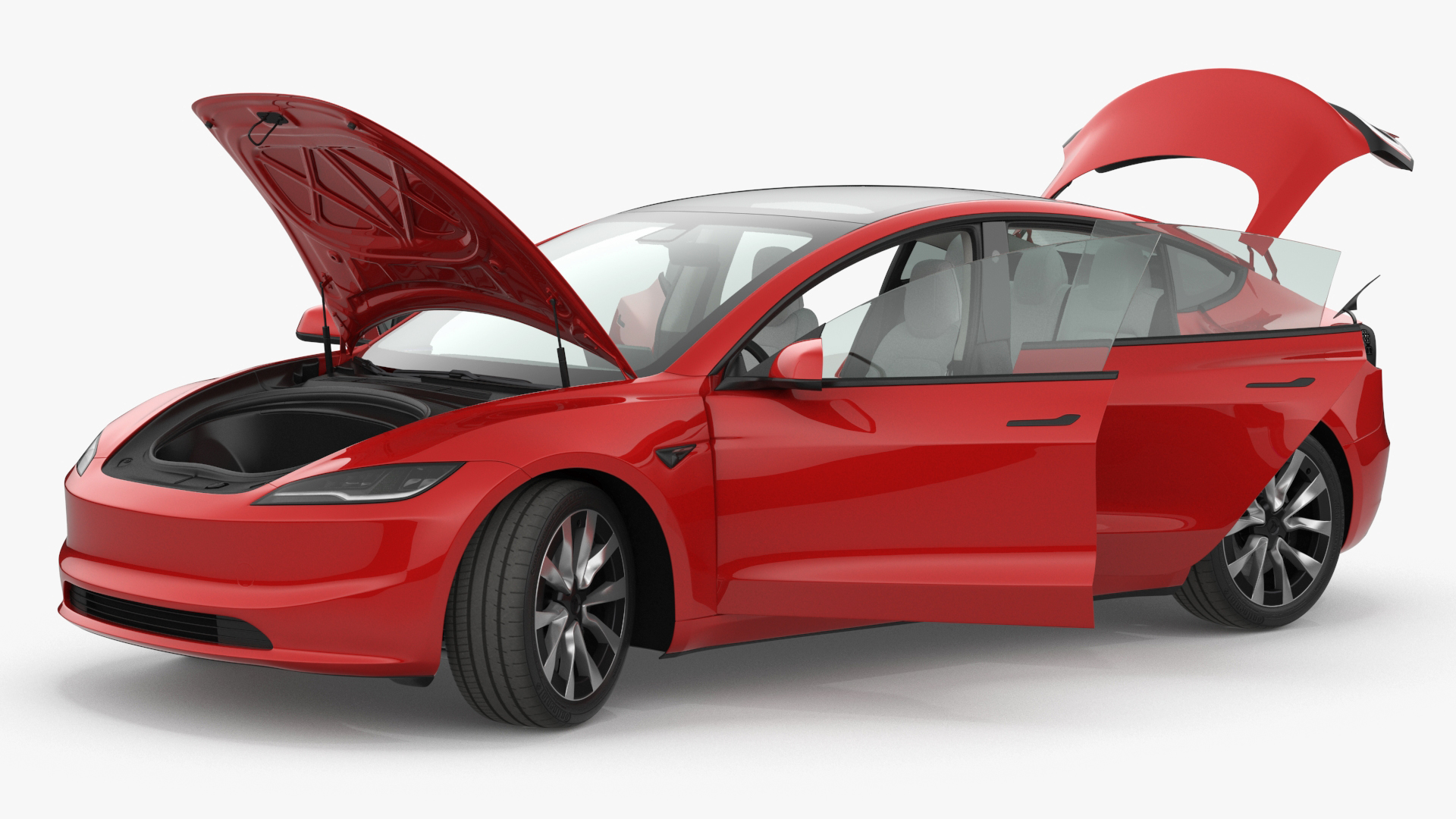 Tesla Model 3 2024 Red Rigged 3D model