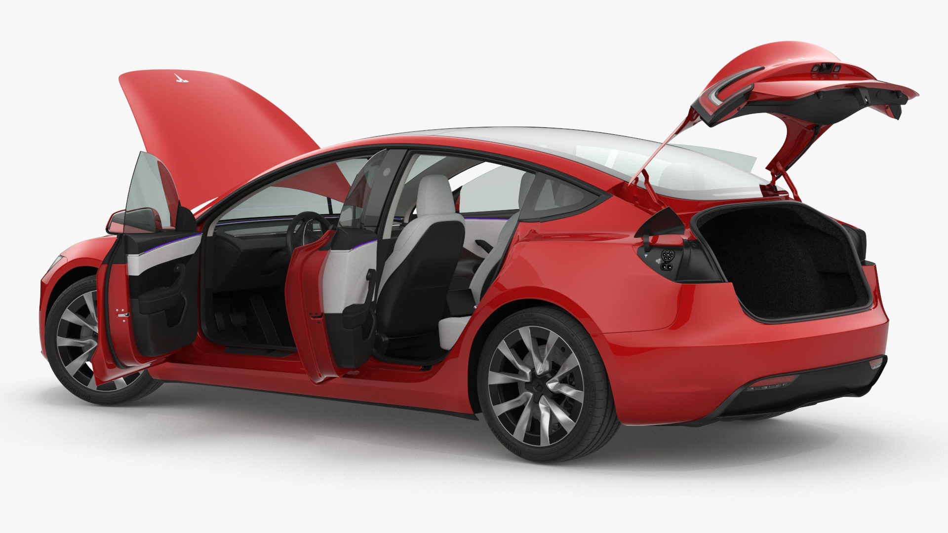 Tesla Model 3 2024 Red Rigged 3D model
