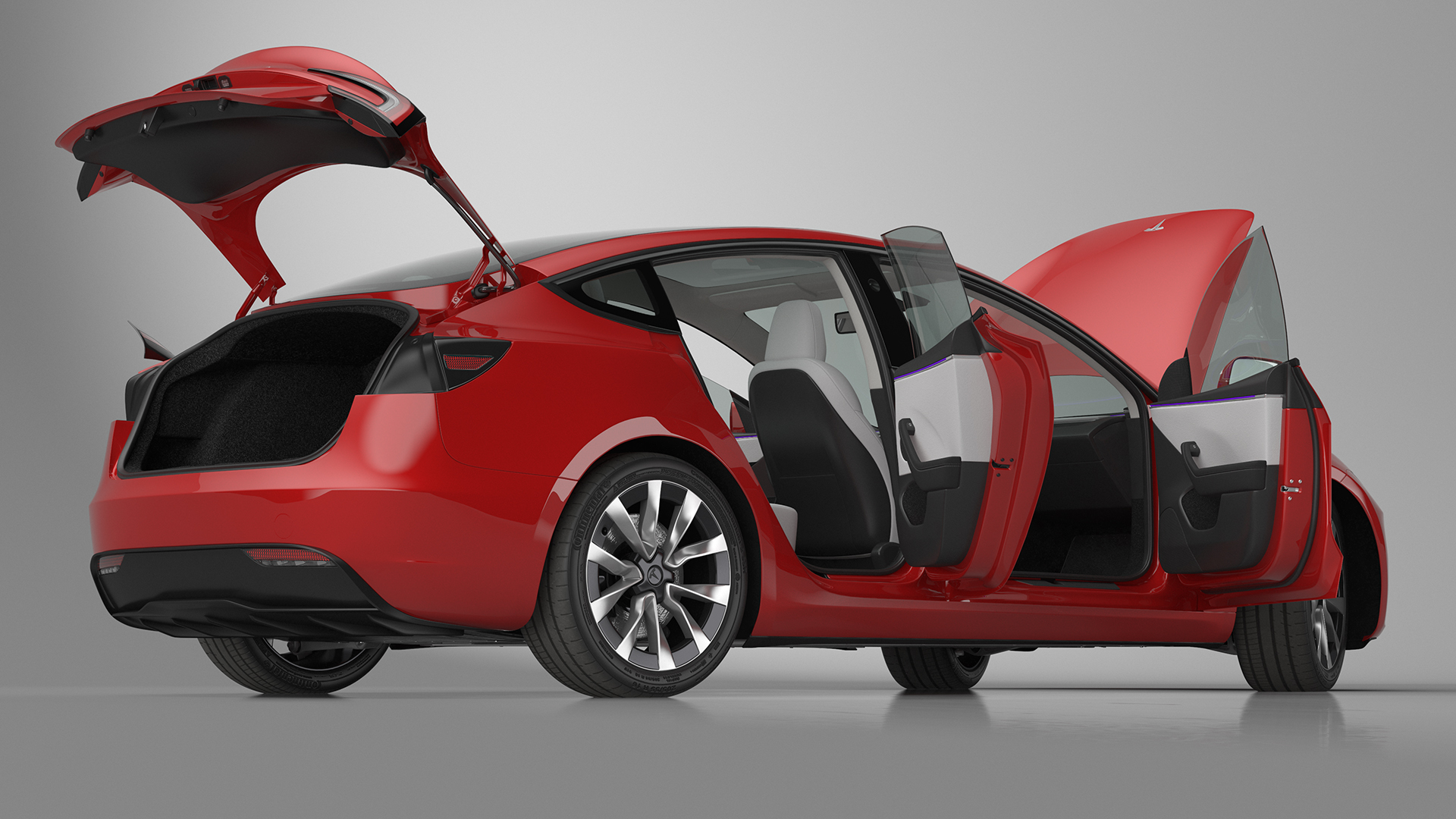 Tesla Model 3 2024 Red Rigged 3D model