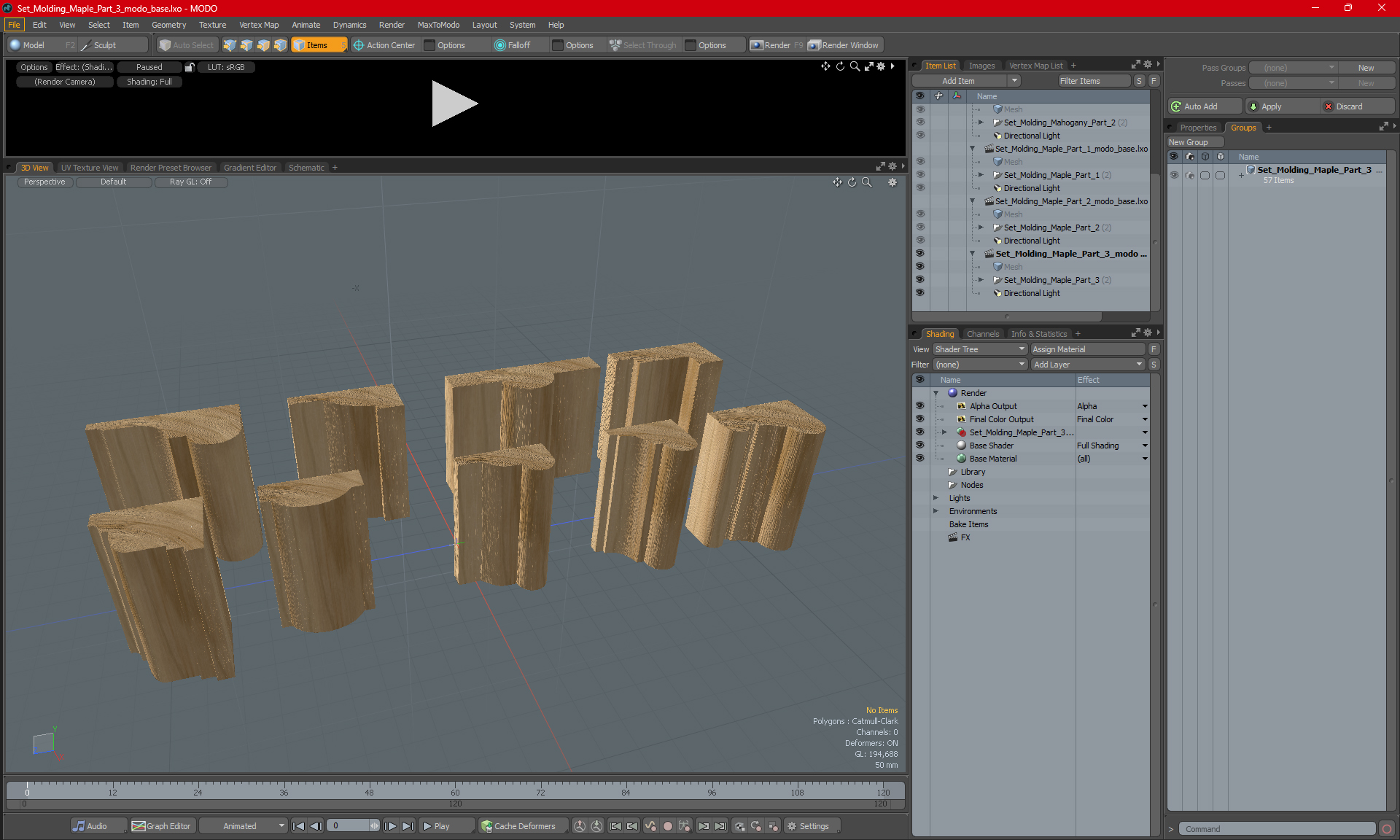 Set Molding Maple Part 3 3D model