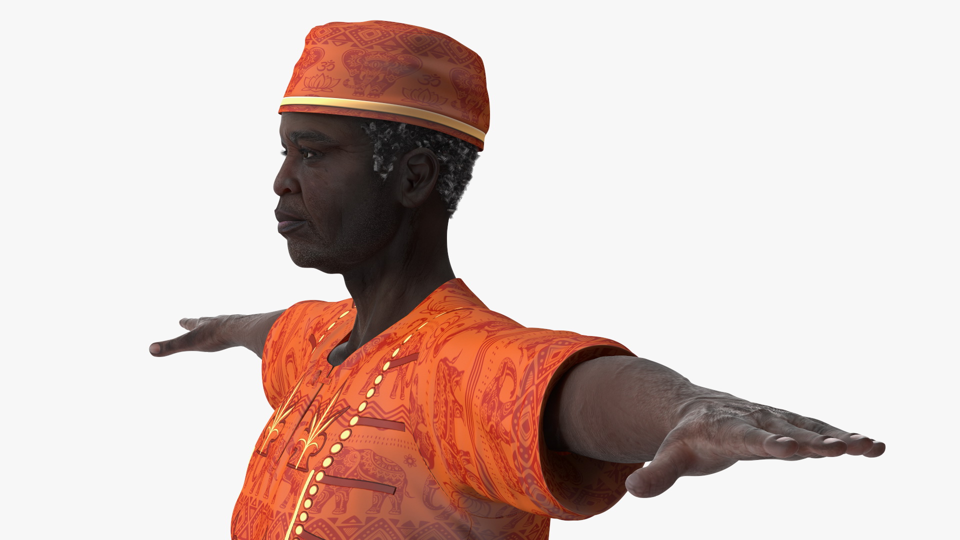 3D Afro American Man Traditional Style Rigged for Cinema 4D