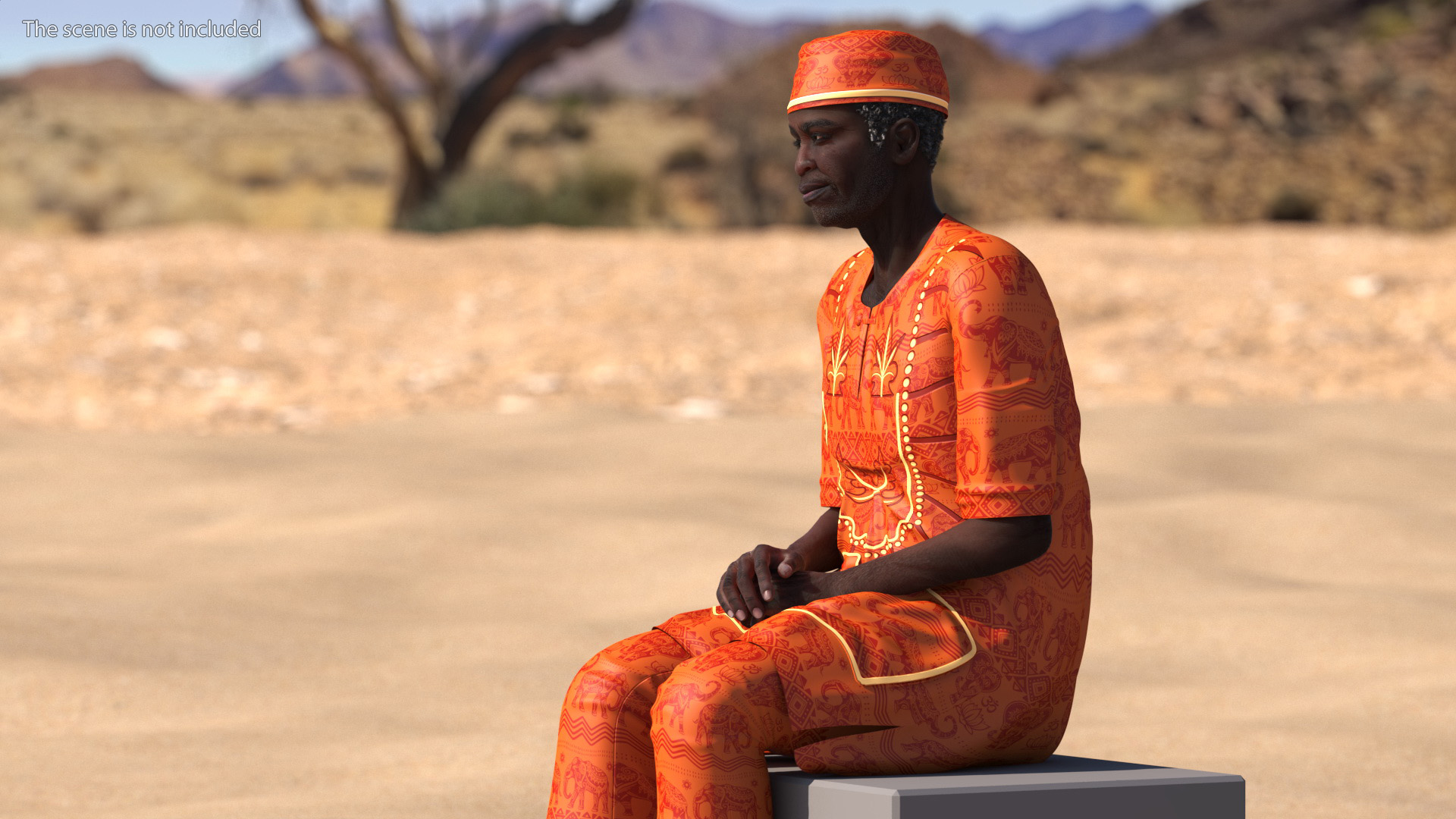 3D Afro American Man Traditional Style Rigged for Cinema 4D