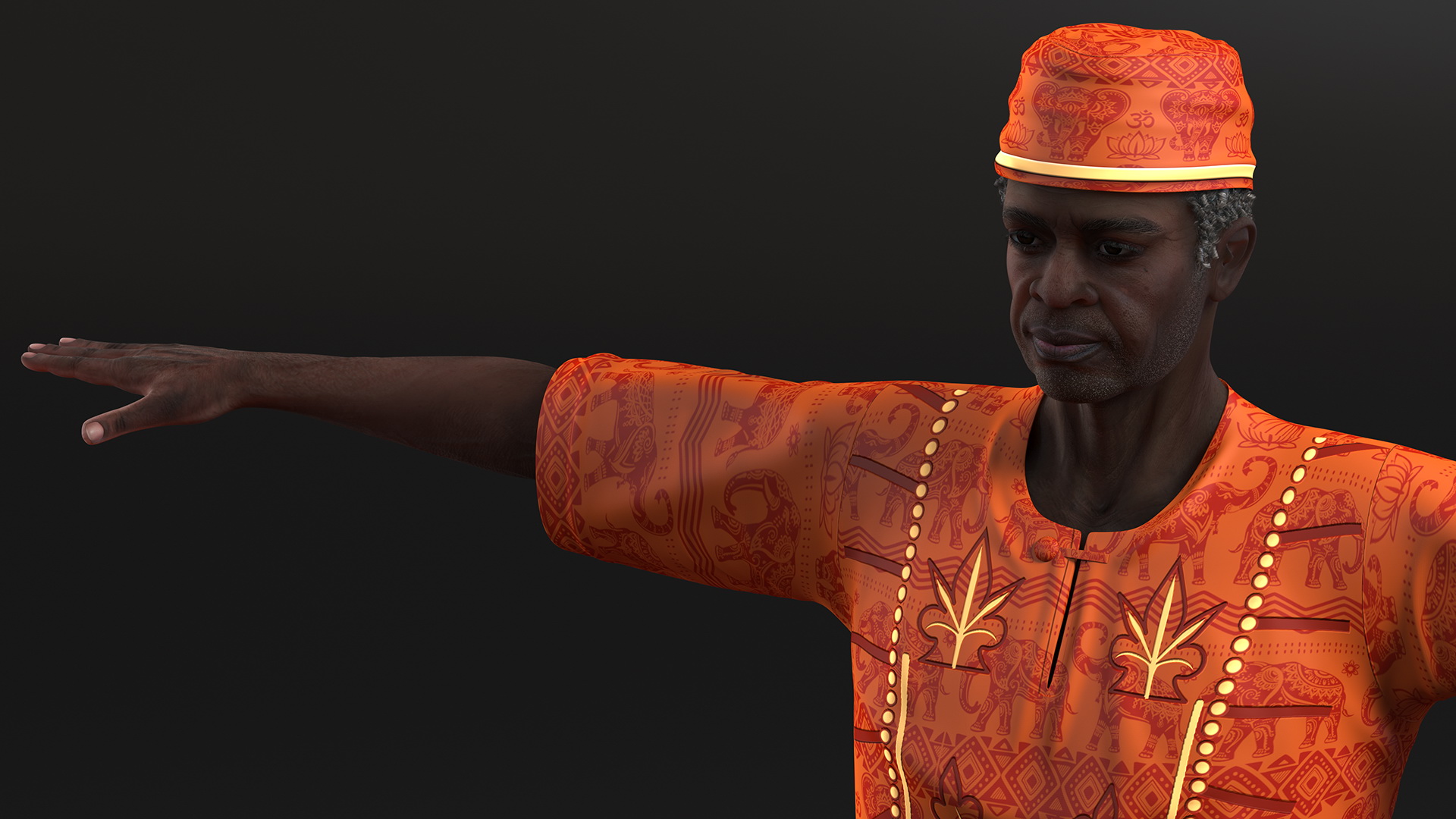 3D Afro American Man Traditional Style Rigged for Cinema 4D