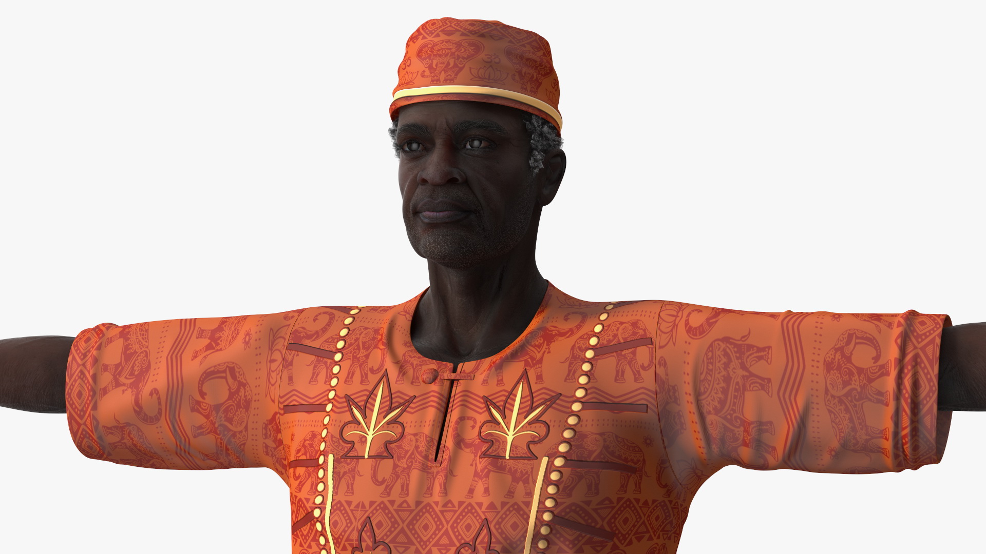 3D Afro American Man Traditional Style Rigged for Cinema 4D