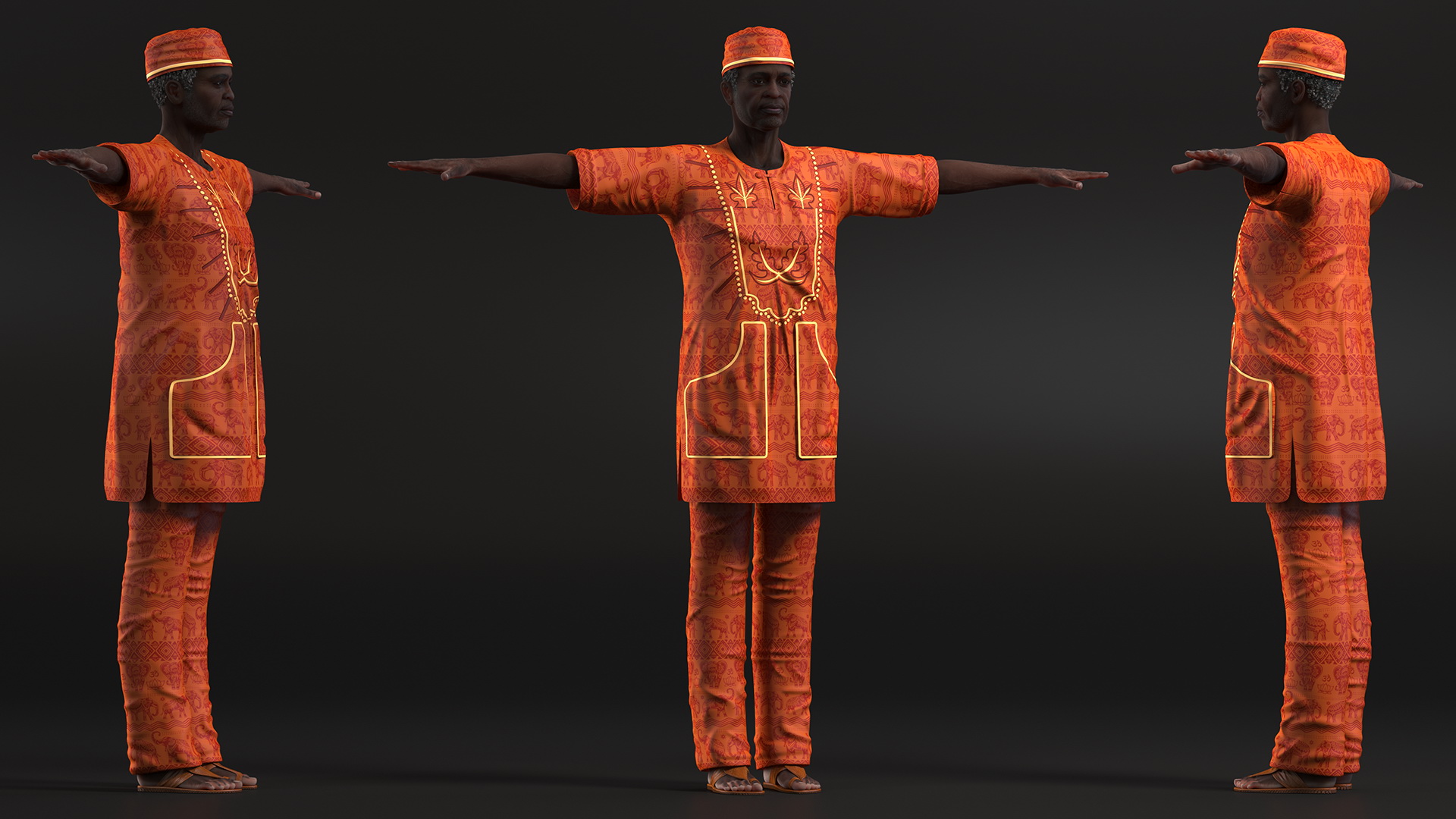 3D Afro American Man Traditional Style Rigged for Cinema 4D