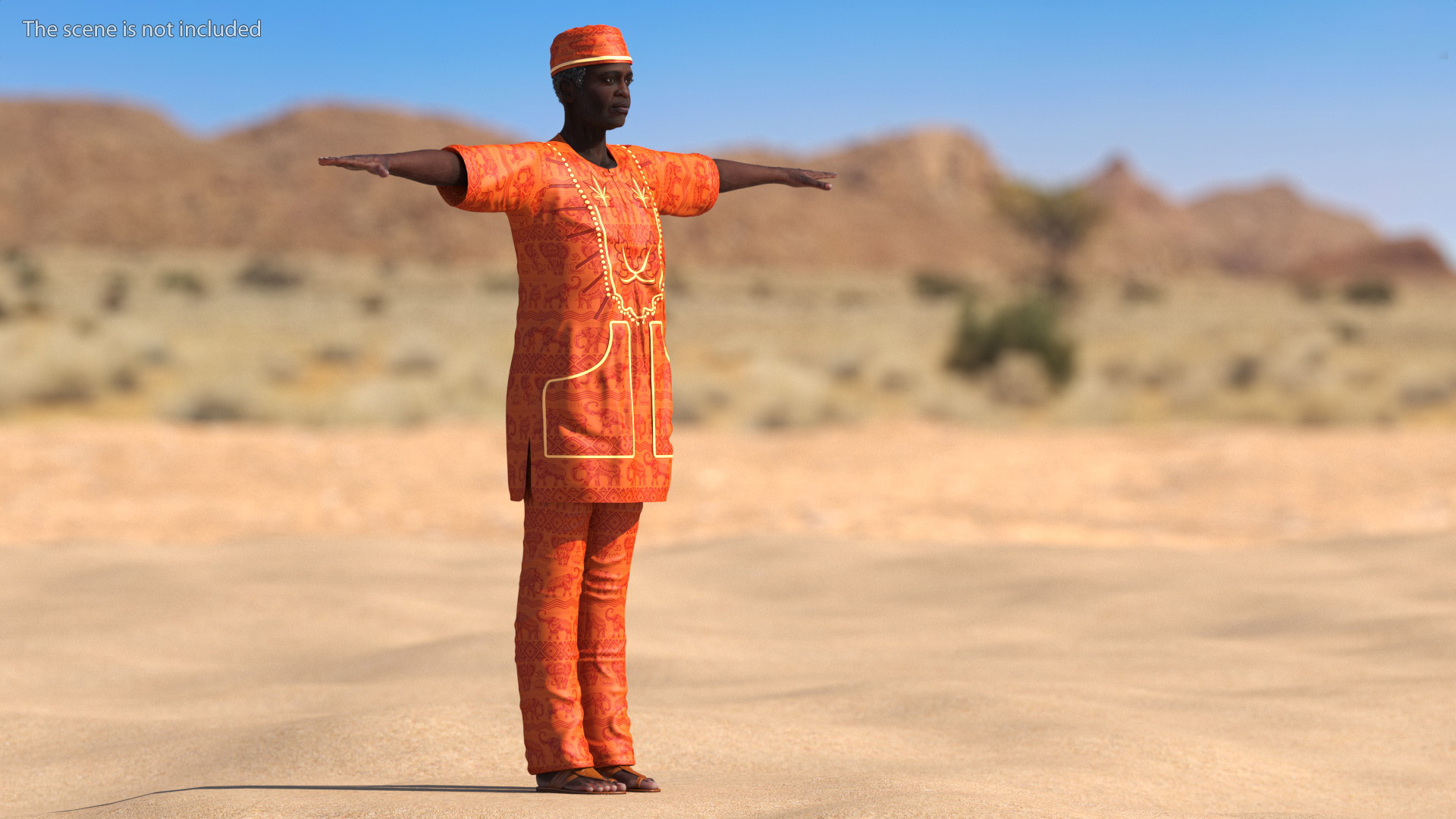 3D Afro American Man Traditional Style Rigged for Cinema 4D