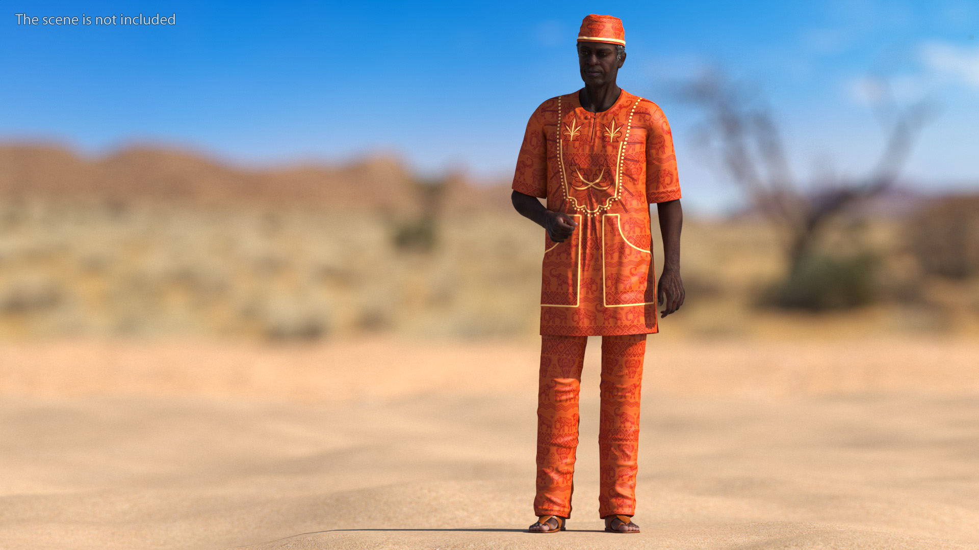 3D Afro American Man Traditional Style Rigged for Cinema 4D