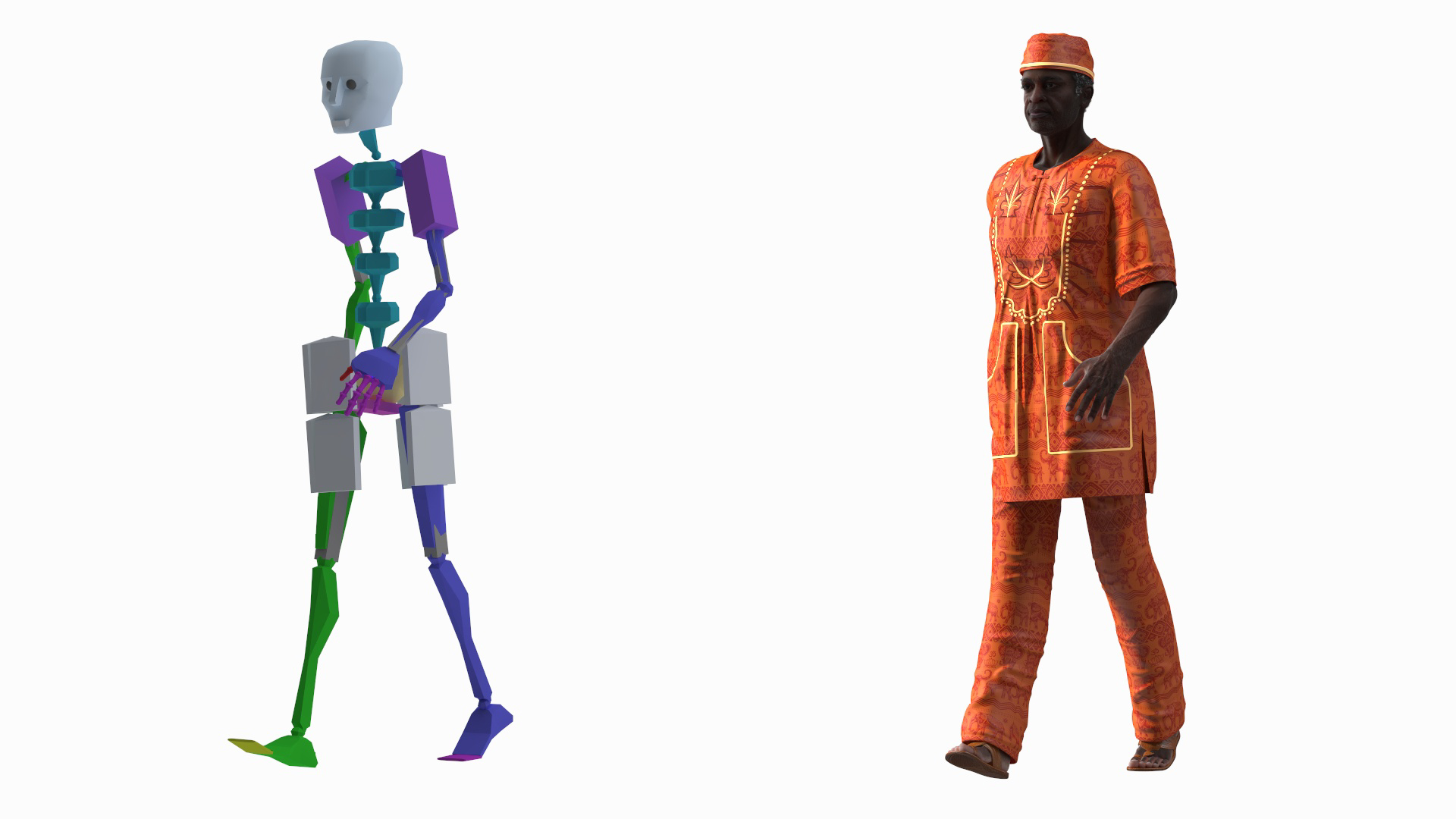 3D Afro American Man Traditional Style Rigged for Cinema 4D