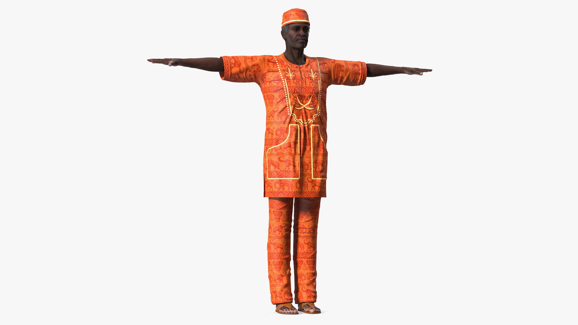 3D Afro American Man Traditional Style Rigged for Cinema 4D