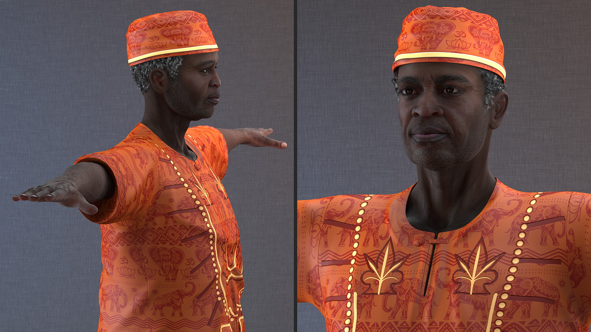 3D Afro American Man Traditional Style Rigged for Cinema 4D