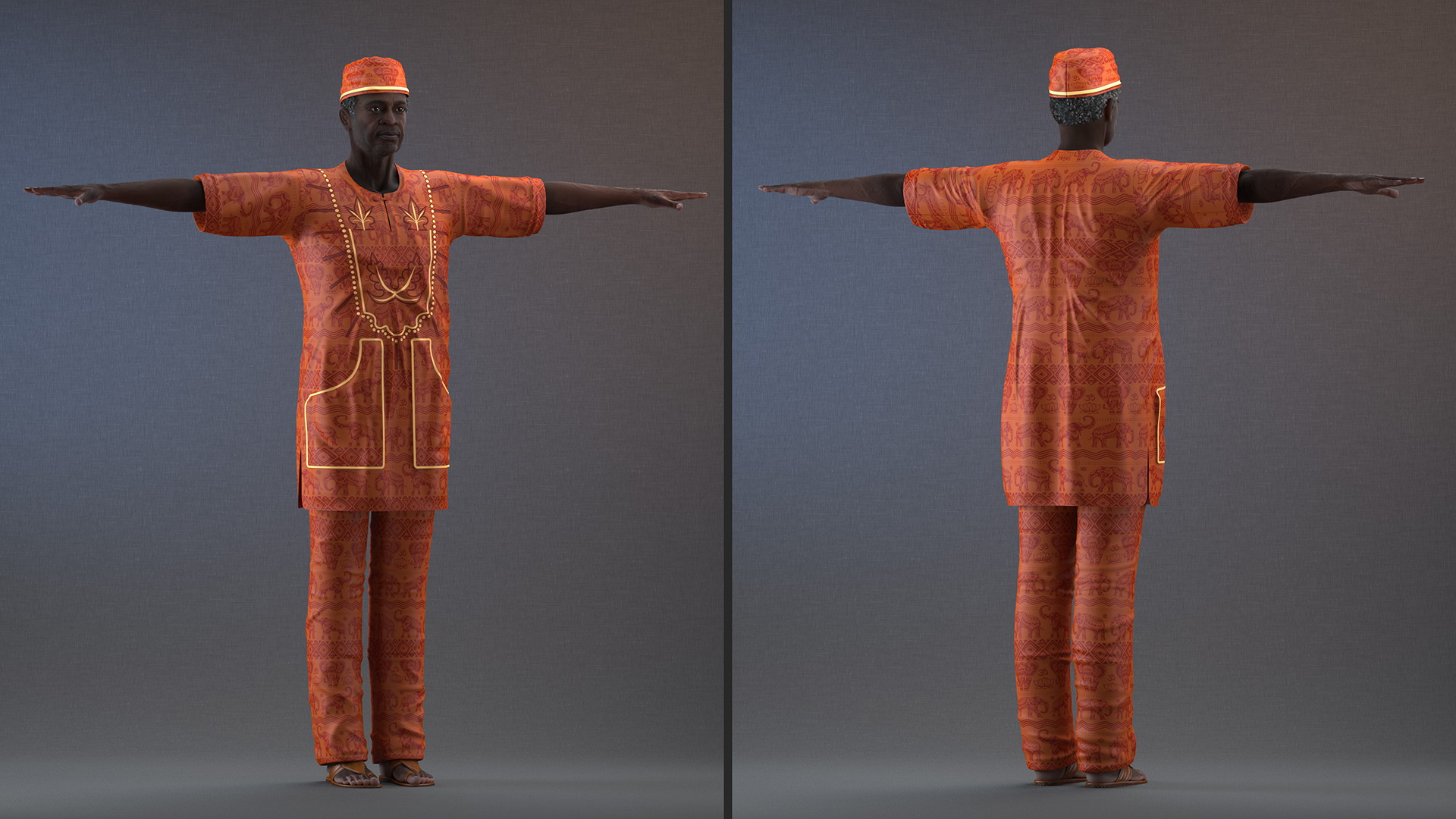 3D Afro American Man Traditional Style Rigged for Cinema 4D