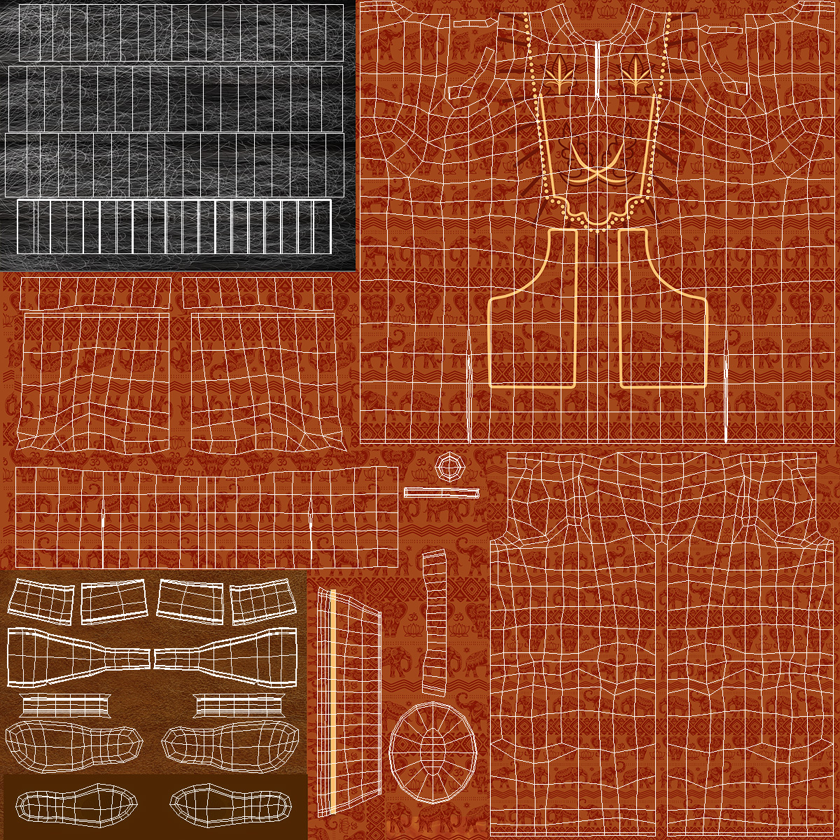 3D Afro American Man Traditional Style Rigged for Cinema 4D