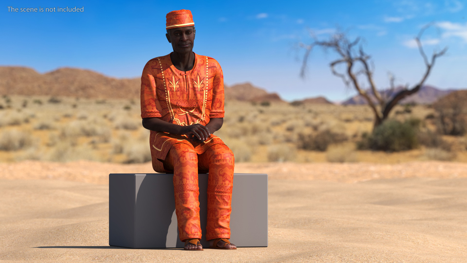 3D Afro American Man Traditional Style Rigged for Cinema 4D
