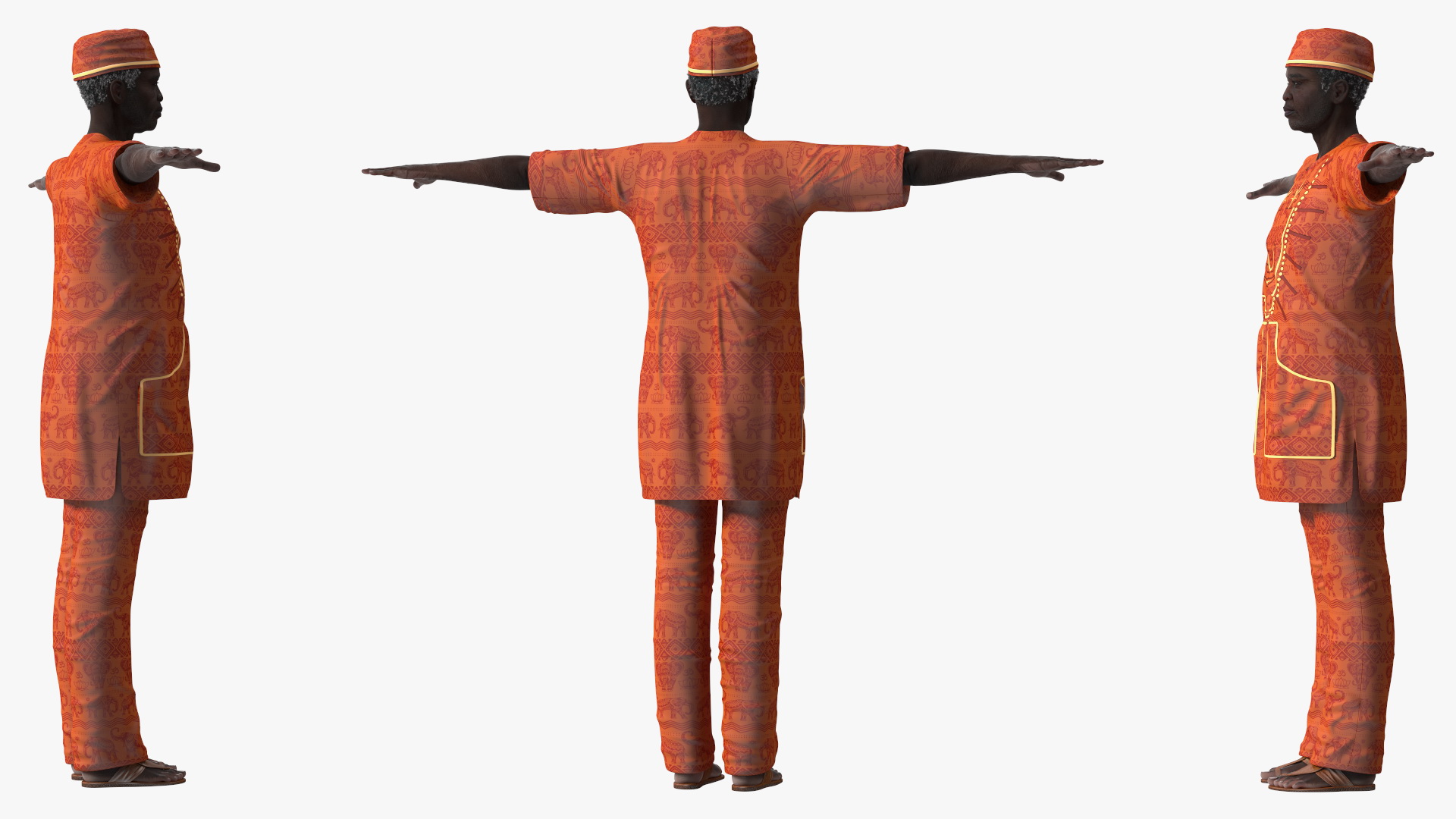 3D Afro American Man Traditional Style Rigged for Cinema 4D