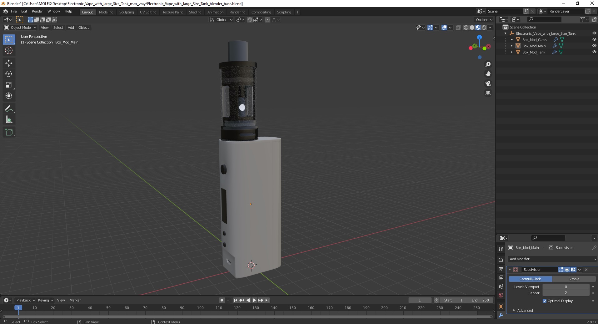 3D Electronic Vape with large Size Tank