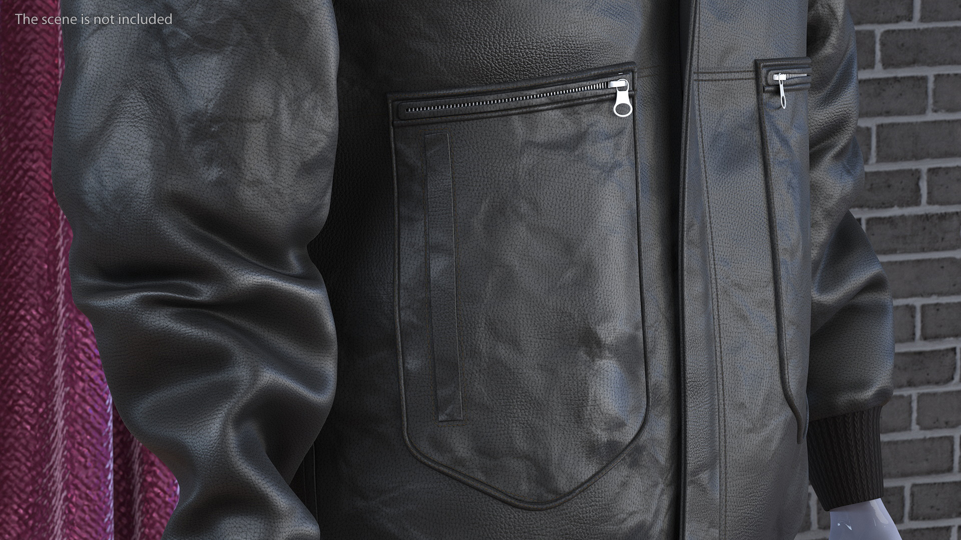 Aviator Jacket Black Fur 3D model