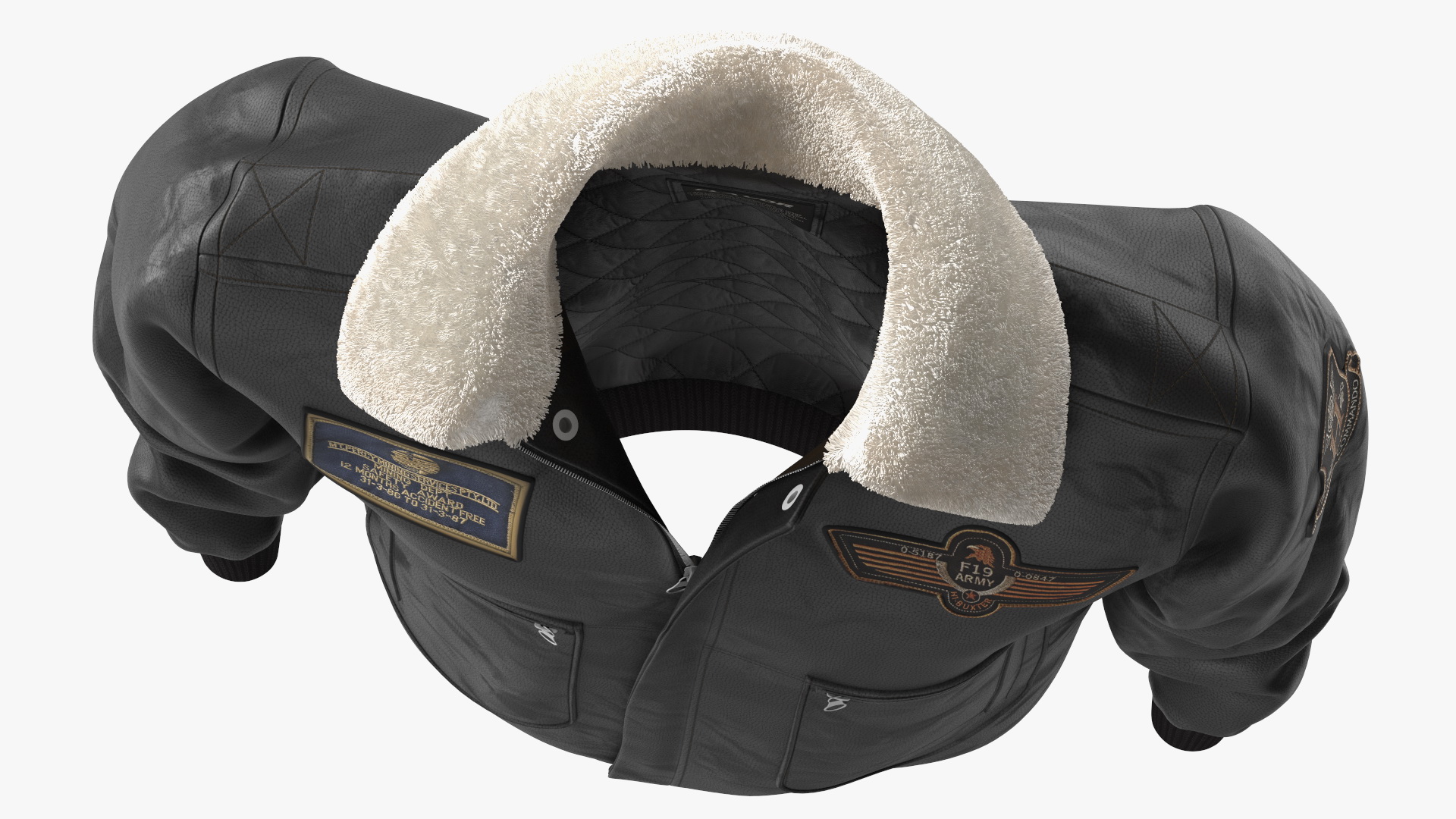 Aviator Jacket Black Fur 3D model