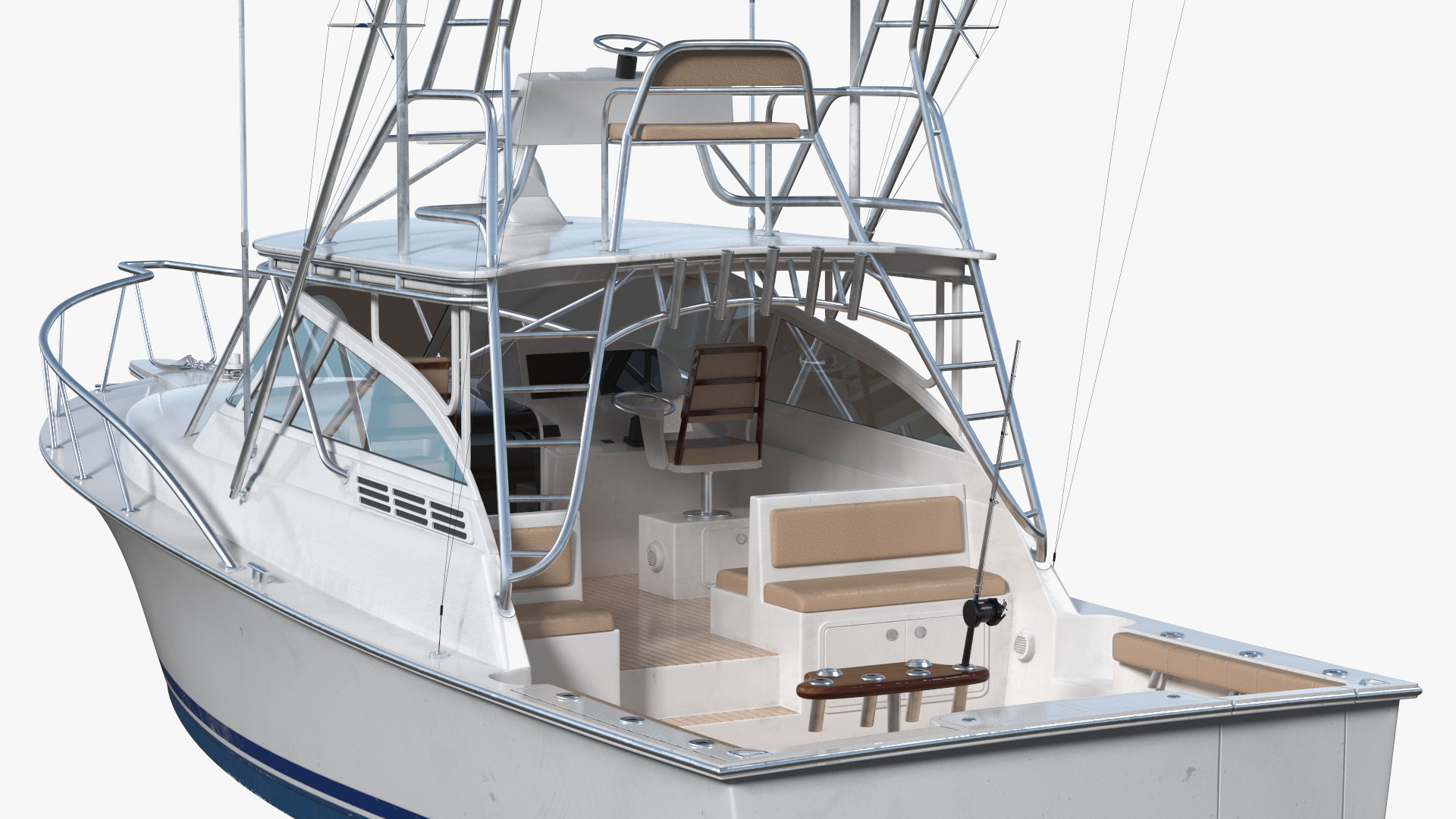 Sports Fishing Boat Henriques 35 Blue Used 3D