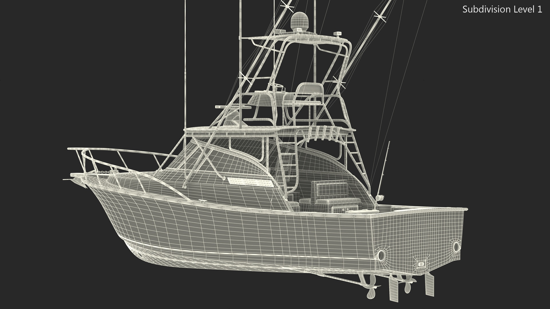 Sports Fishing Boat Henriques 35 Blue Used 3D
