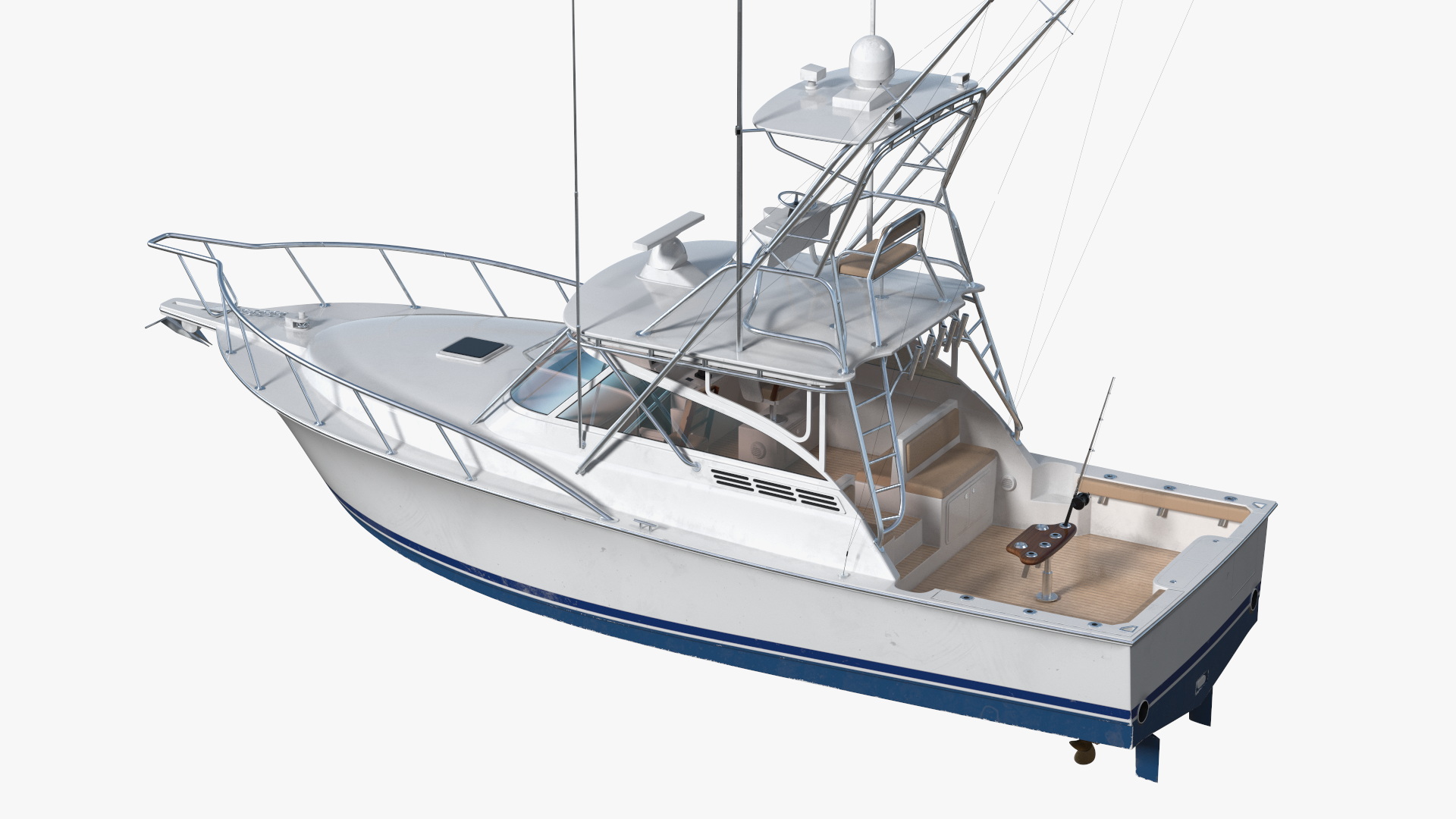 Sports Fishing Boat Henriques 35 Blue Used 3D