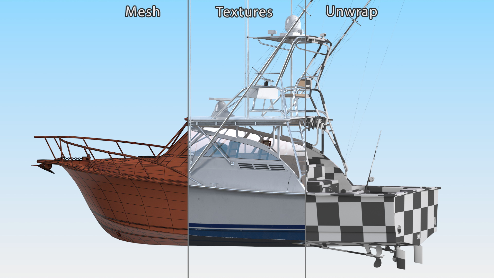 Sports Fishing Boat Henriques 35 Blue Used 3D