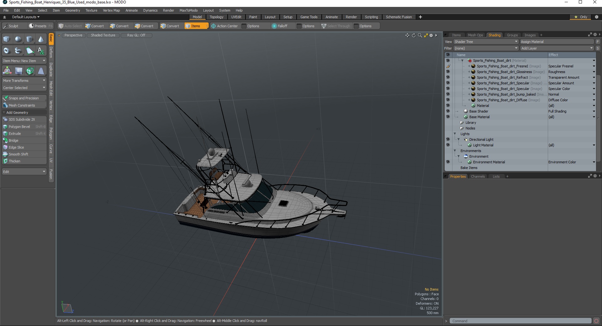 Sports Fishing Boat Henriques 35 Blue Used 3D