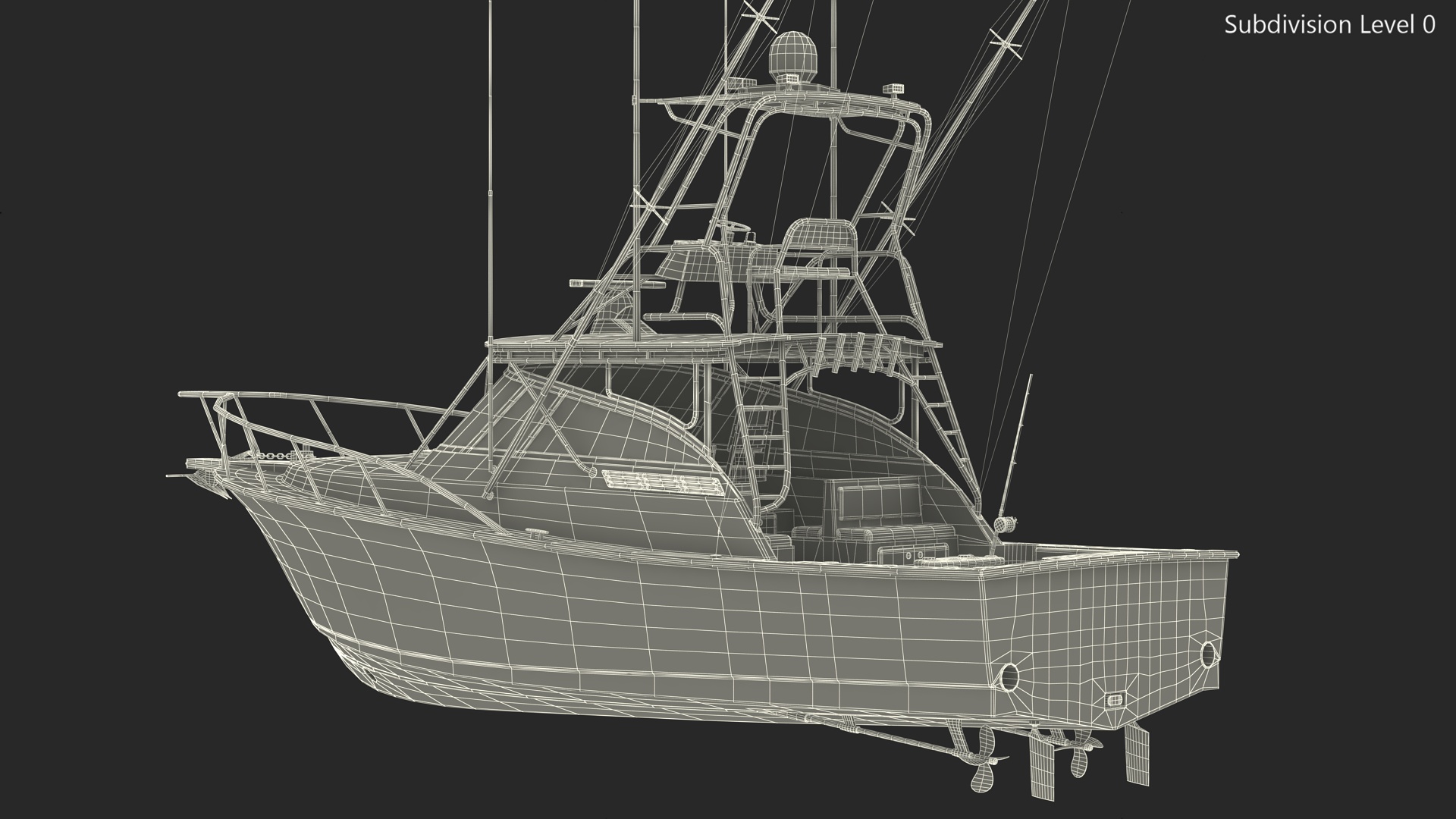 Sports Fishing Boat Henriques 35 Blue Used 3D