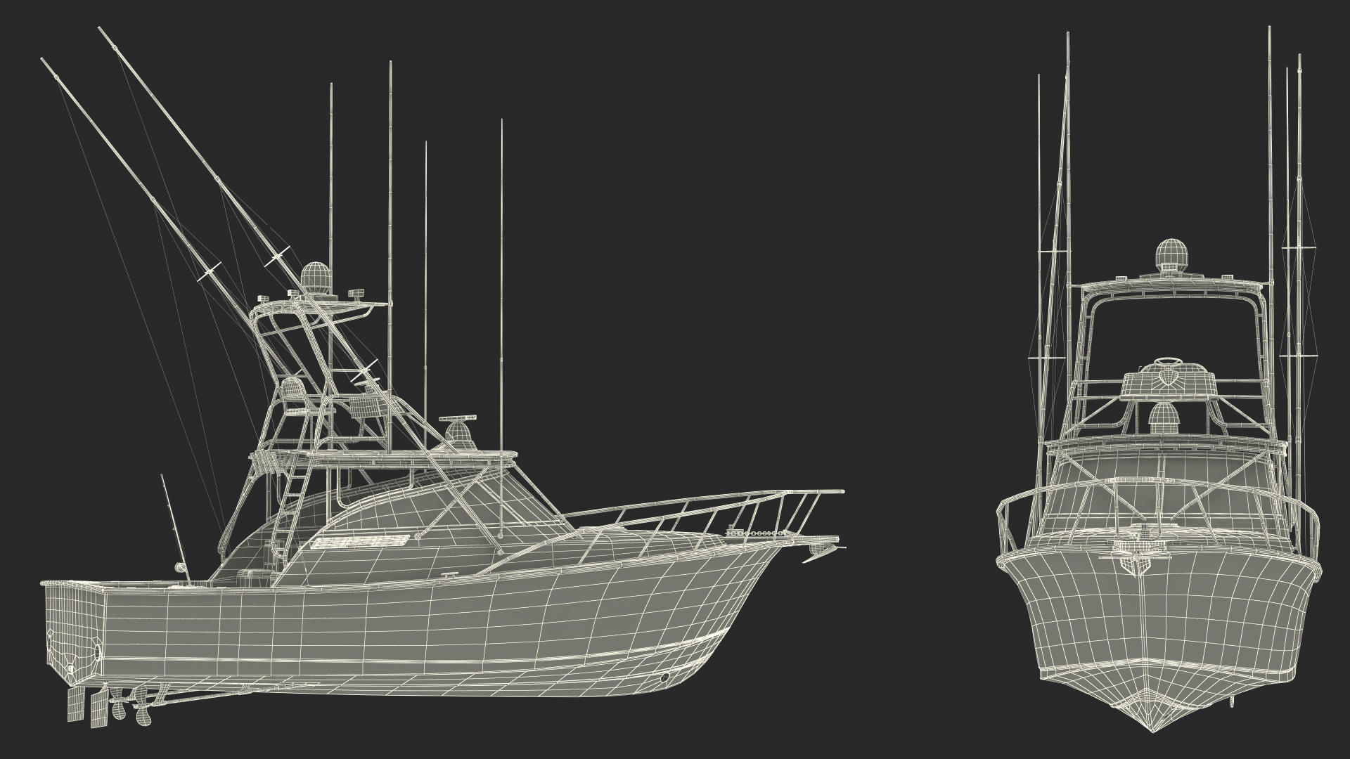 Sports Fishing Boat Henriques 35 Blue Used 3D