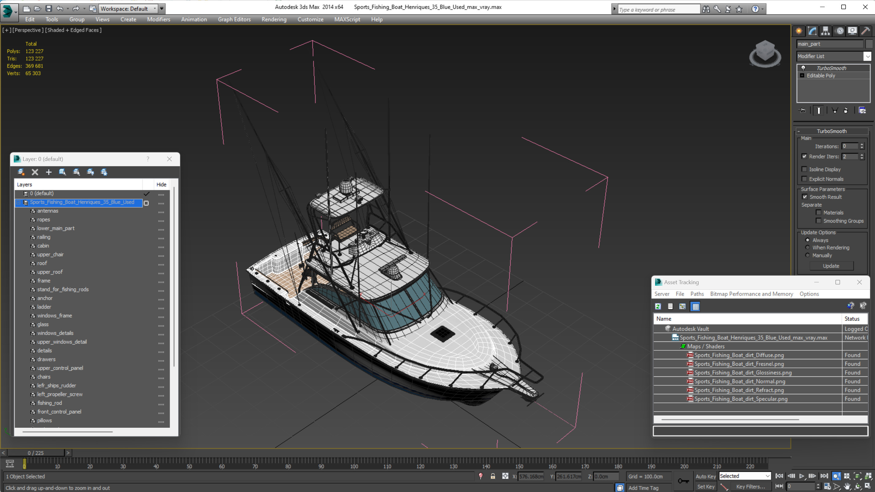 Sports Fishing Boat Henriques 35 Blue Used 3D