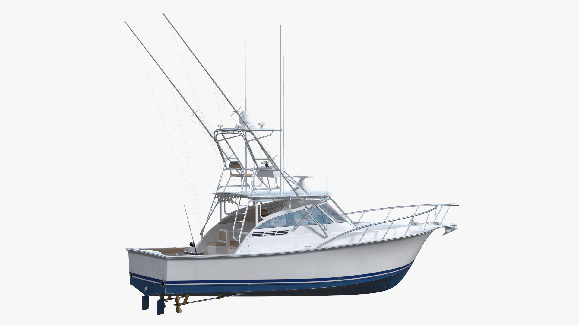 Sports Fishing Boat Henriques 35 Blue Used 3D