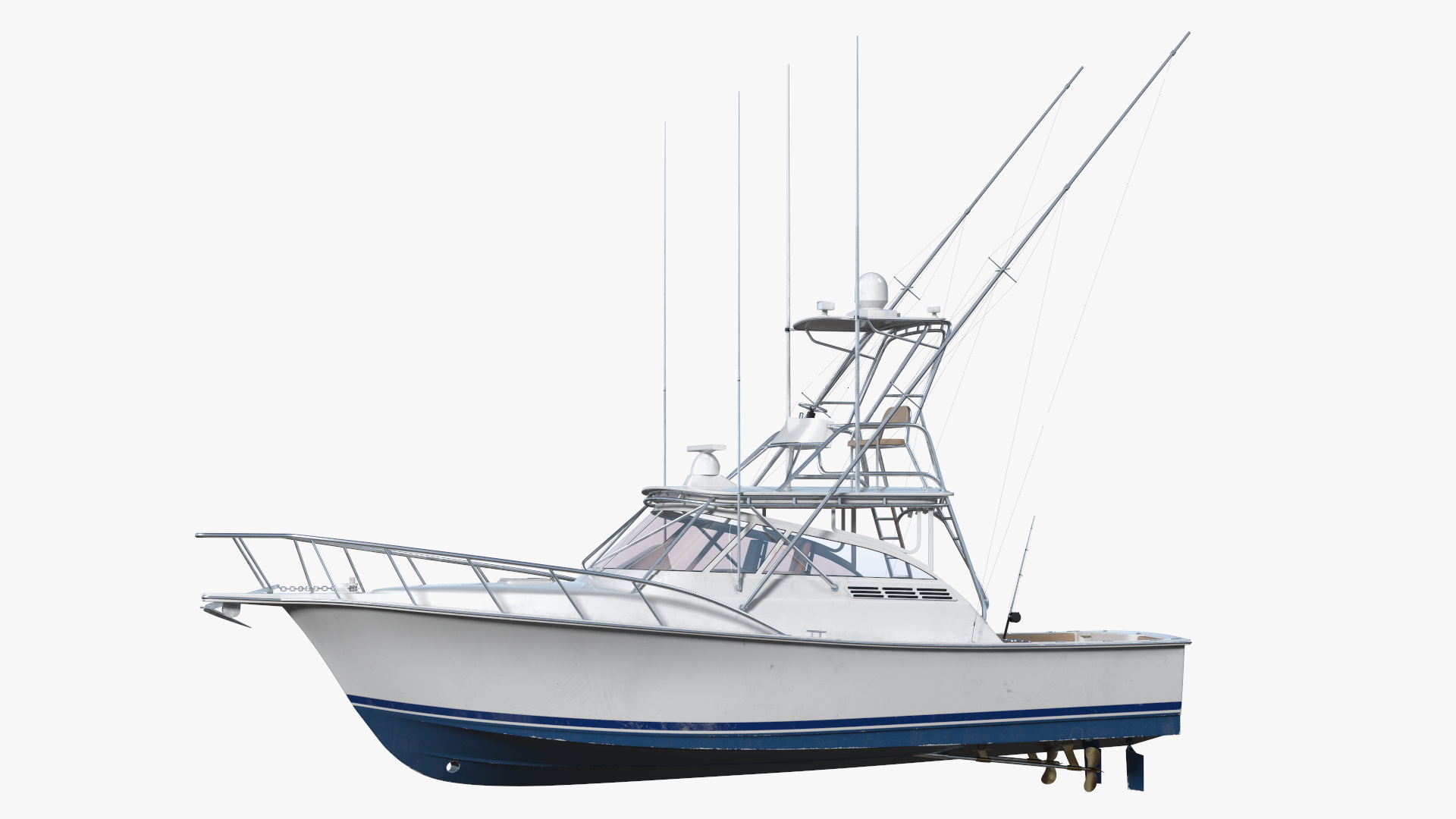 Sports Fishing Boat Henriques 35 Blue Used 3D