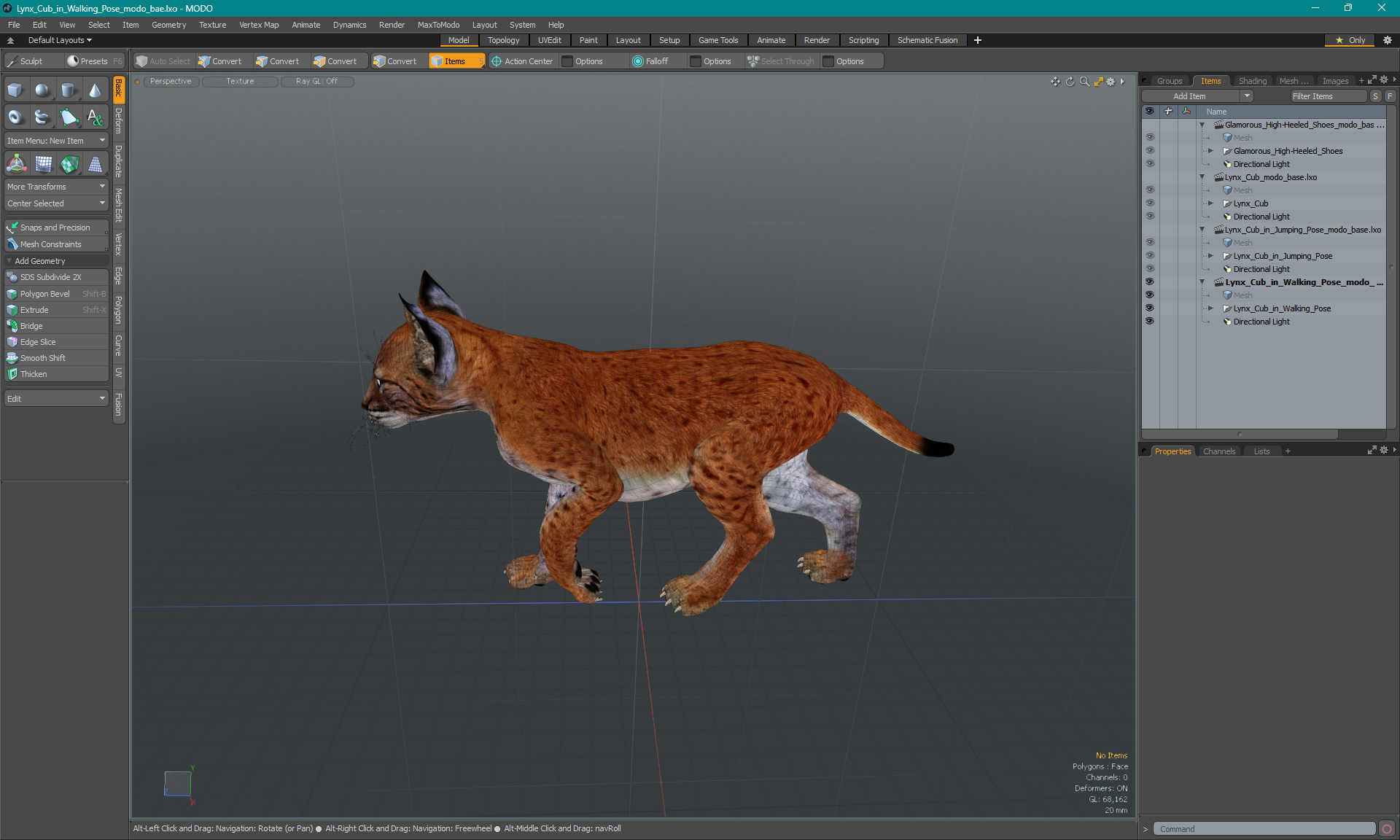 Lynx Cub in Walking Pose 3D model