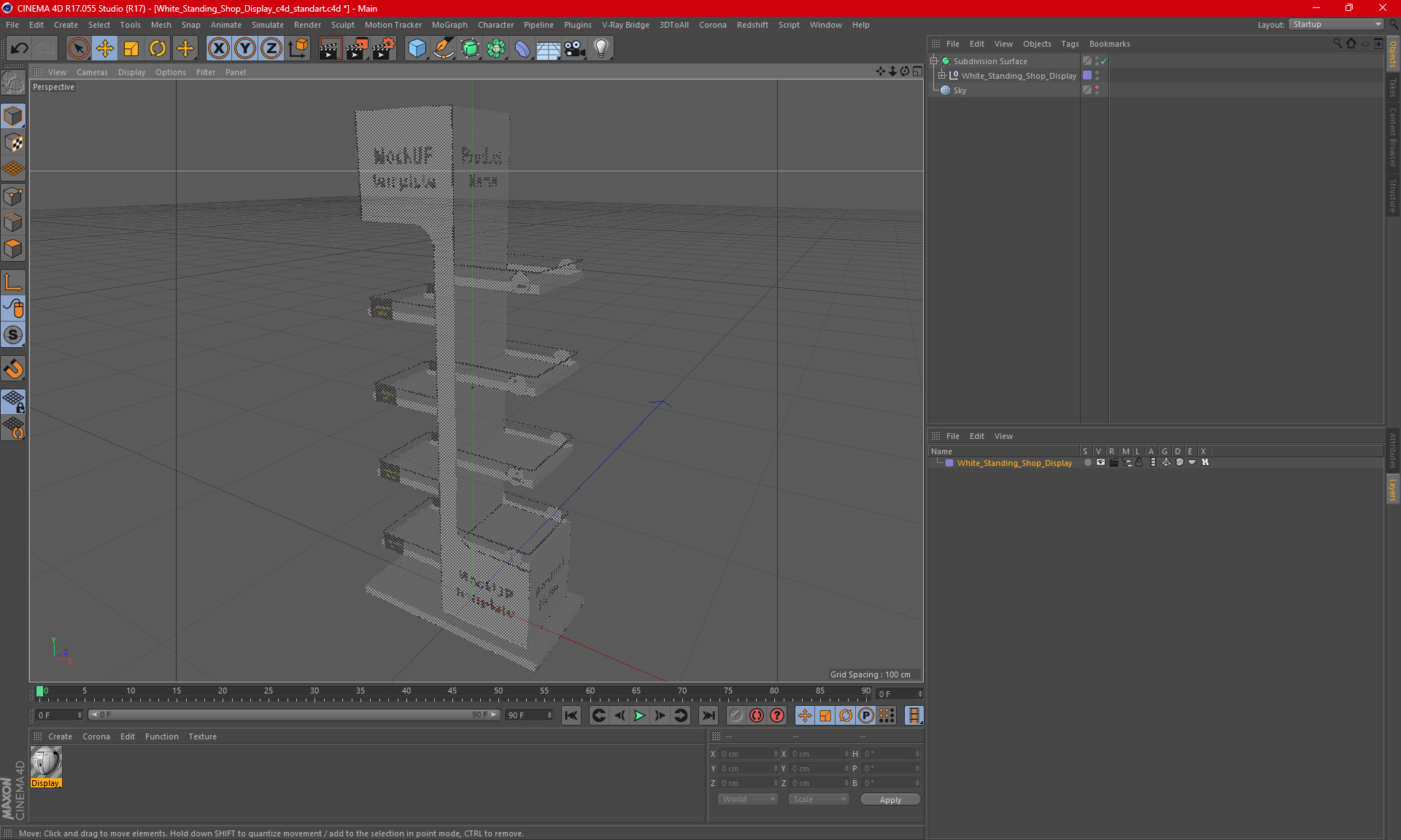 White Standing Shop Display 3D