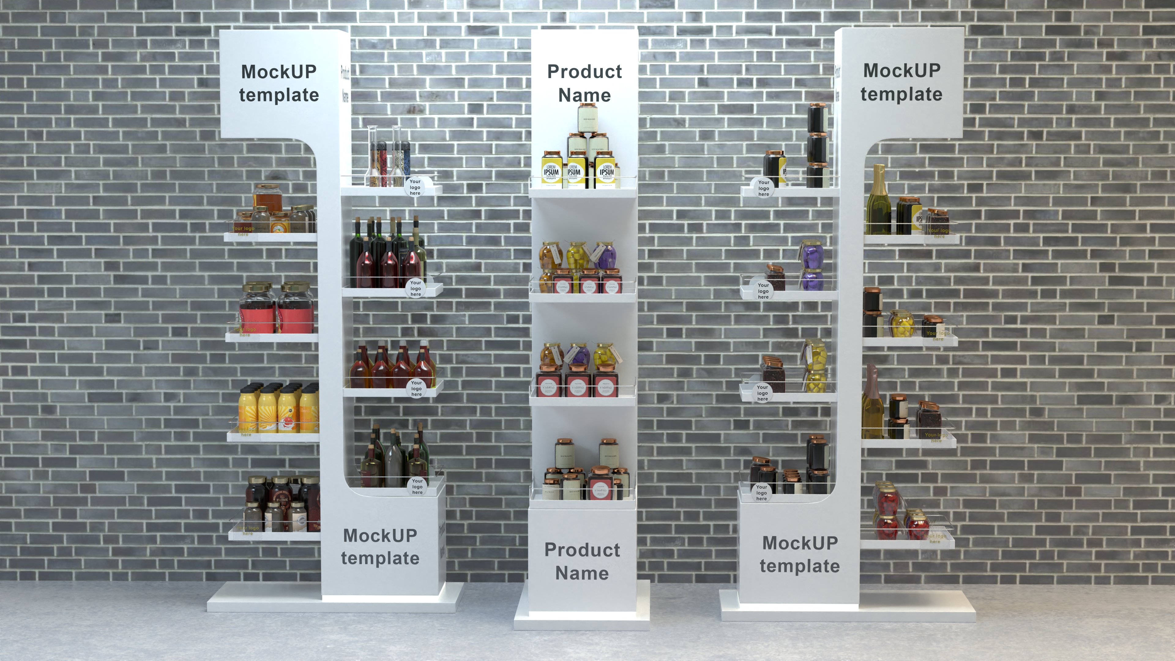White Standing Shop Display 3D