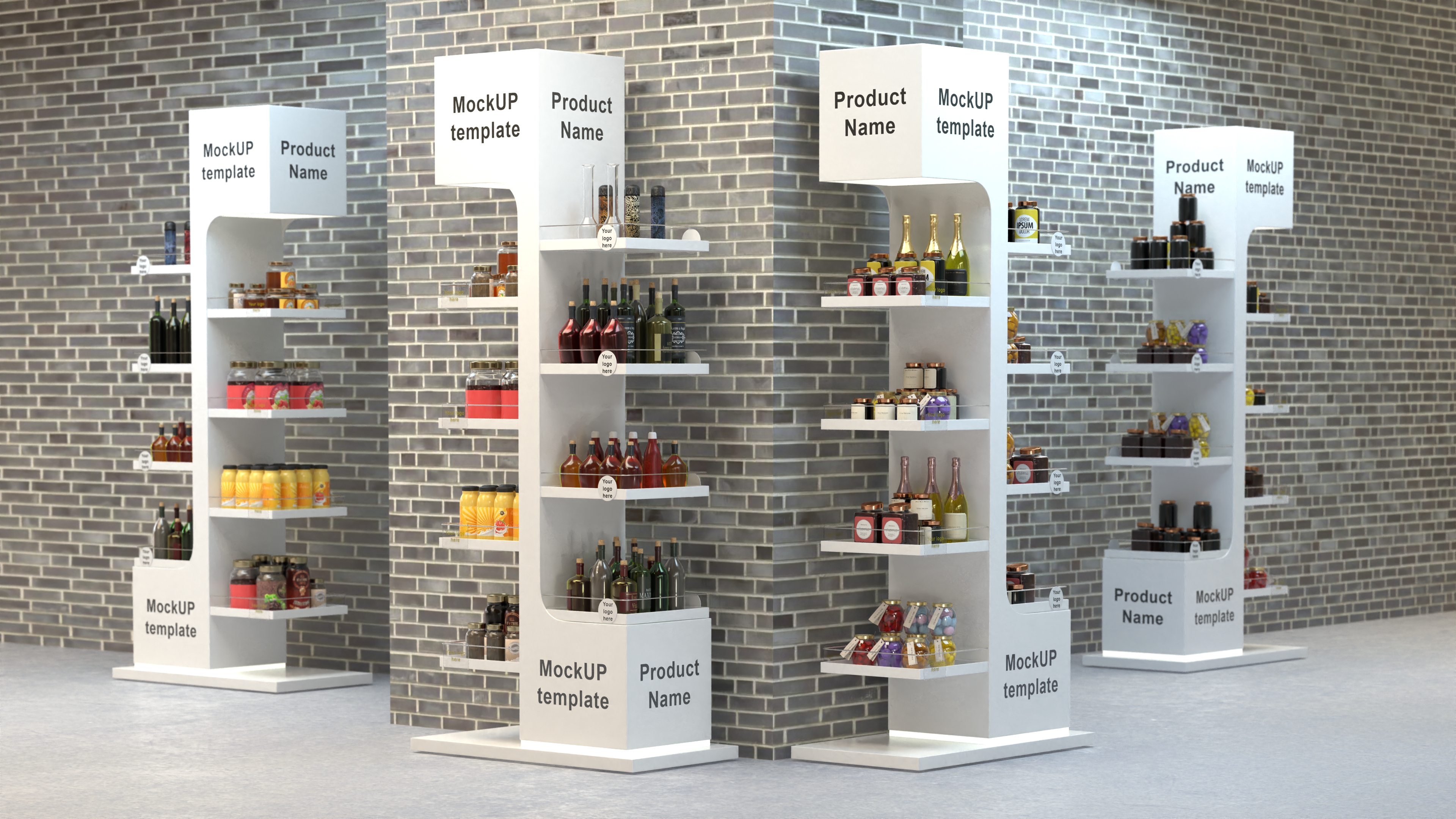 White Standing Shop Display 3D