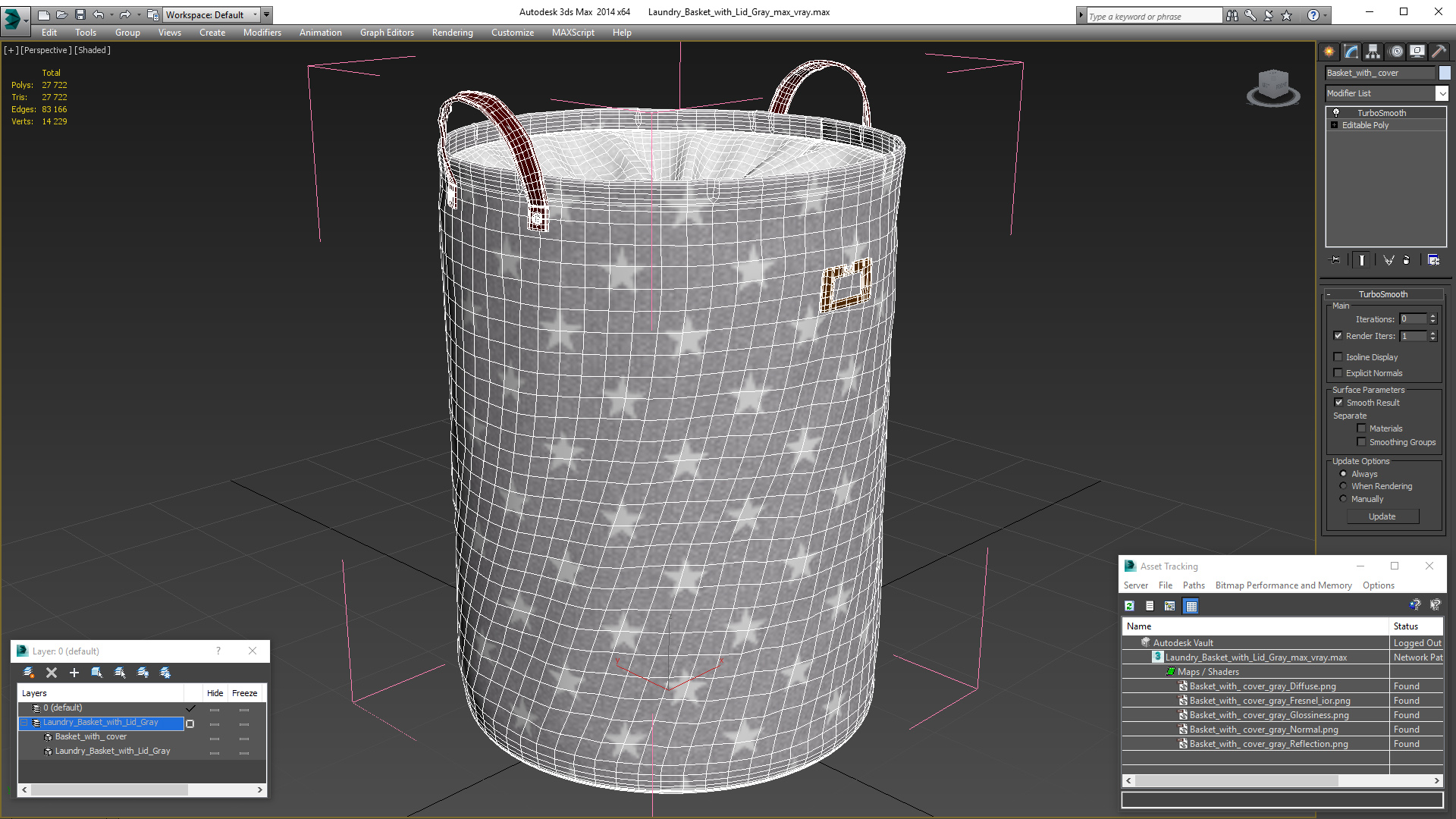 3D Laundry Basket with Lid Gray model