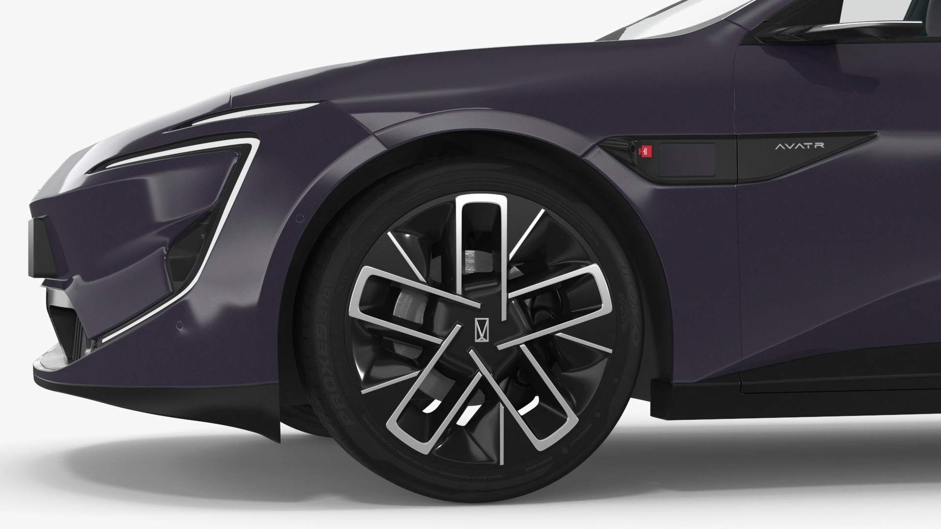 Avatr 12 EV Purple Color with Headlights On Rigged for Cinema 4D 3D model